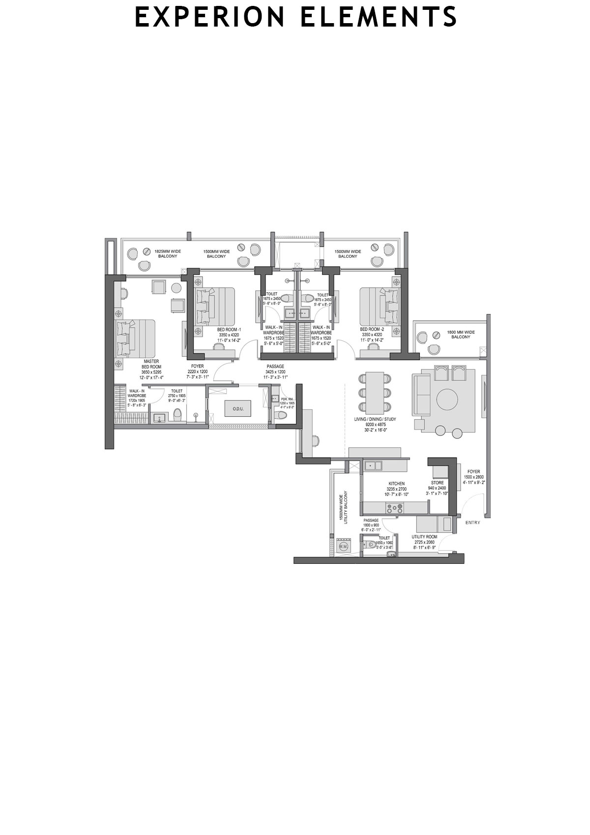 Experion Elements Tower 1 Unit 1 Floor Plan