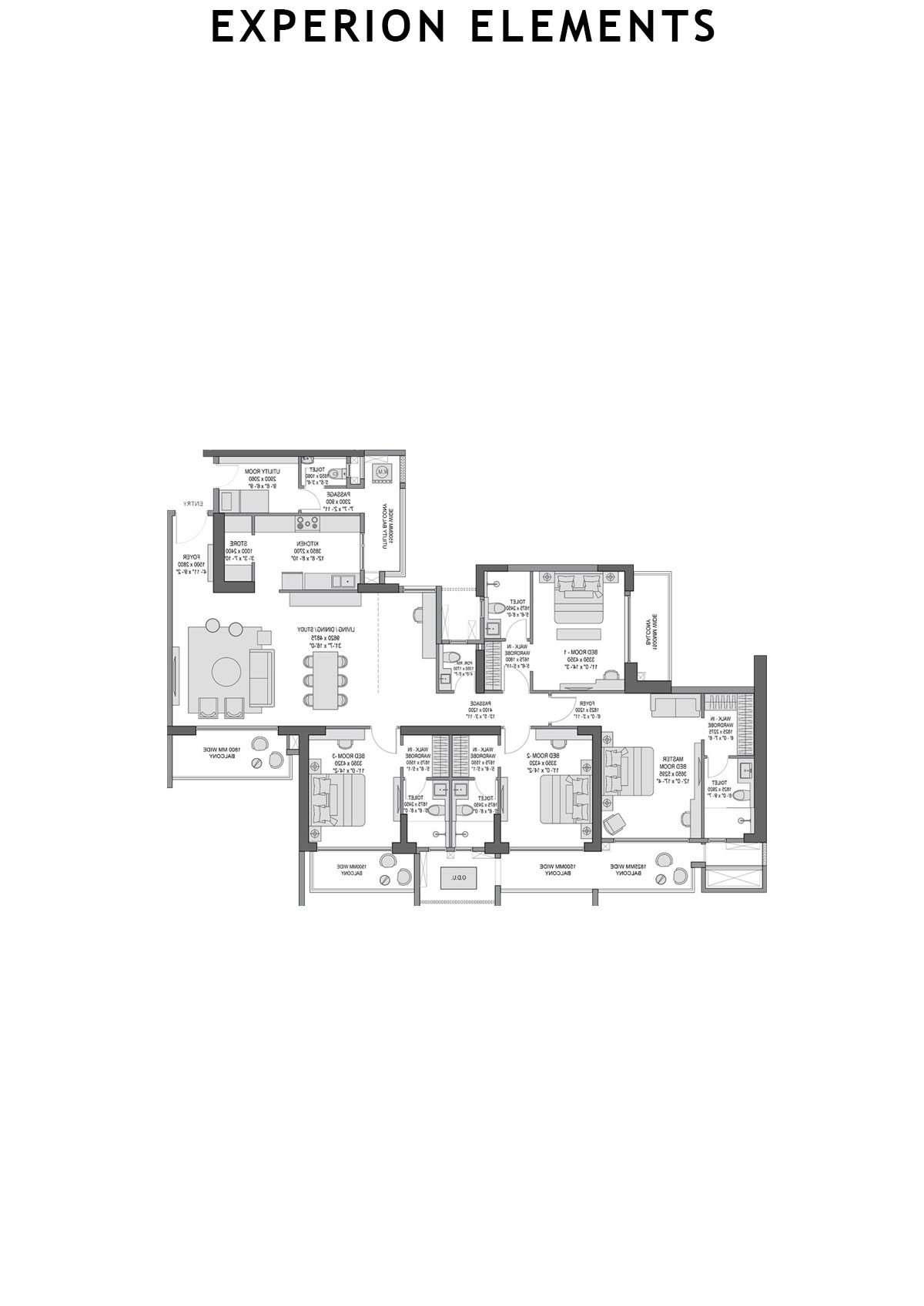 Experion Elements Tower 1 Unit 3 Floor Plan