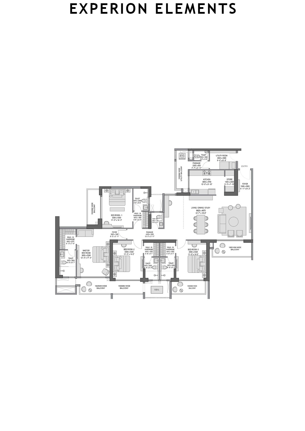 Experion Elements Tower 1 Unit 4 Floor Plan