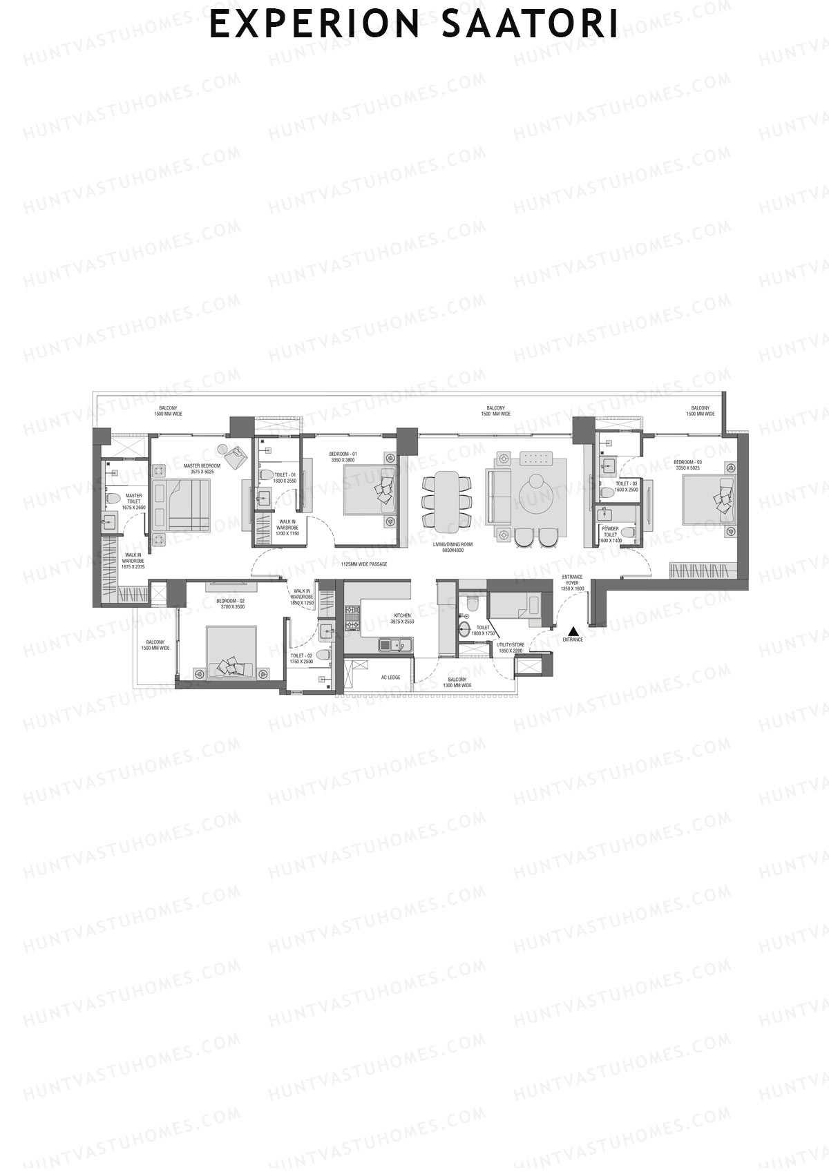 Experion Saatori Tower 1 Unit 2 (Type A1) Floor Plan