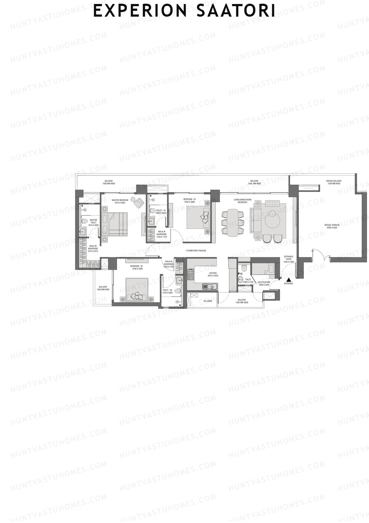 Experion Saatori Tower 1 Unit 2 (Type A3) Floor Plan