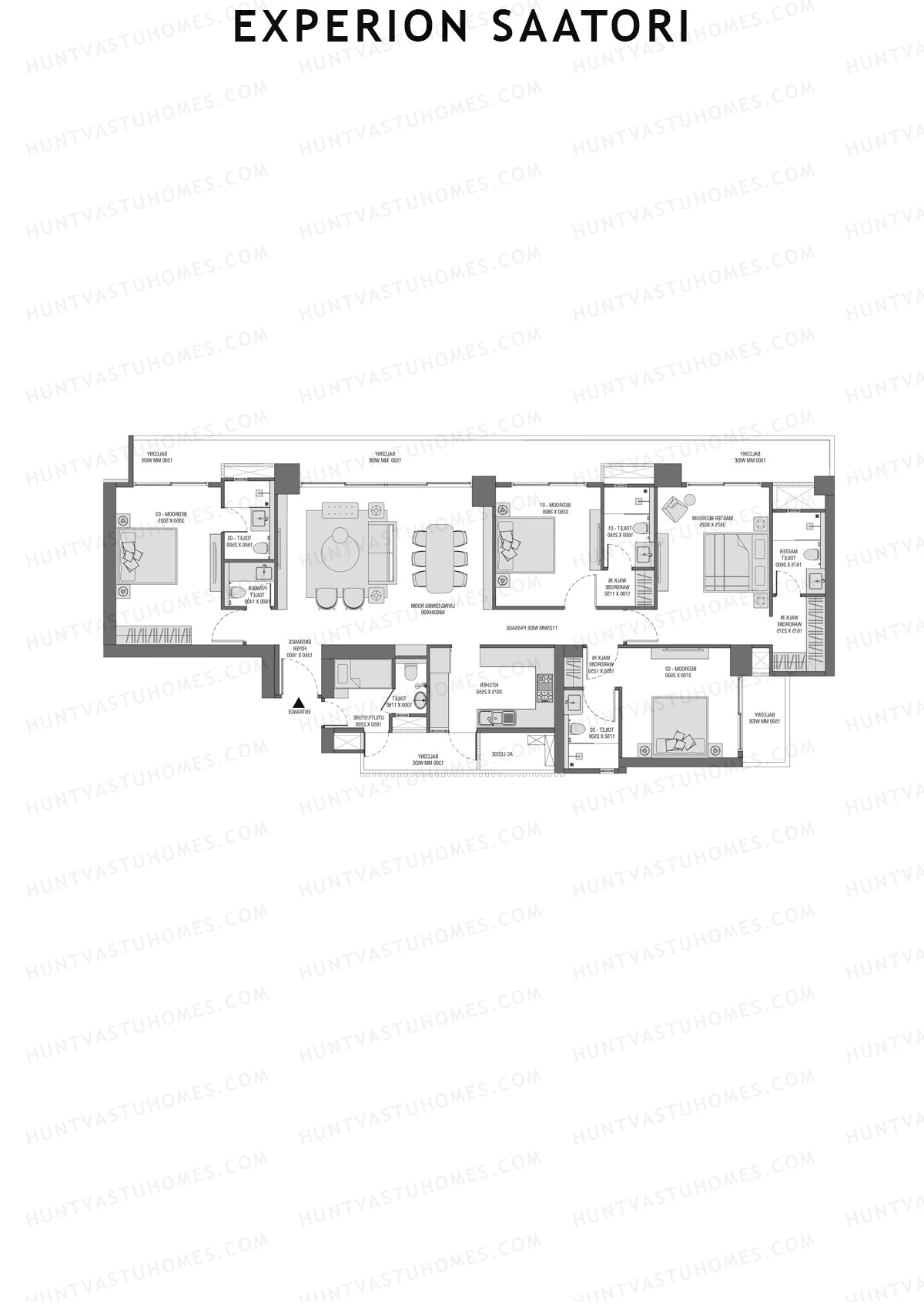 Experion Saatori Tower 1 Unit 3 (Type A1) Floor Plan