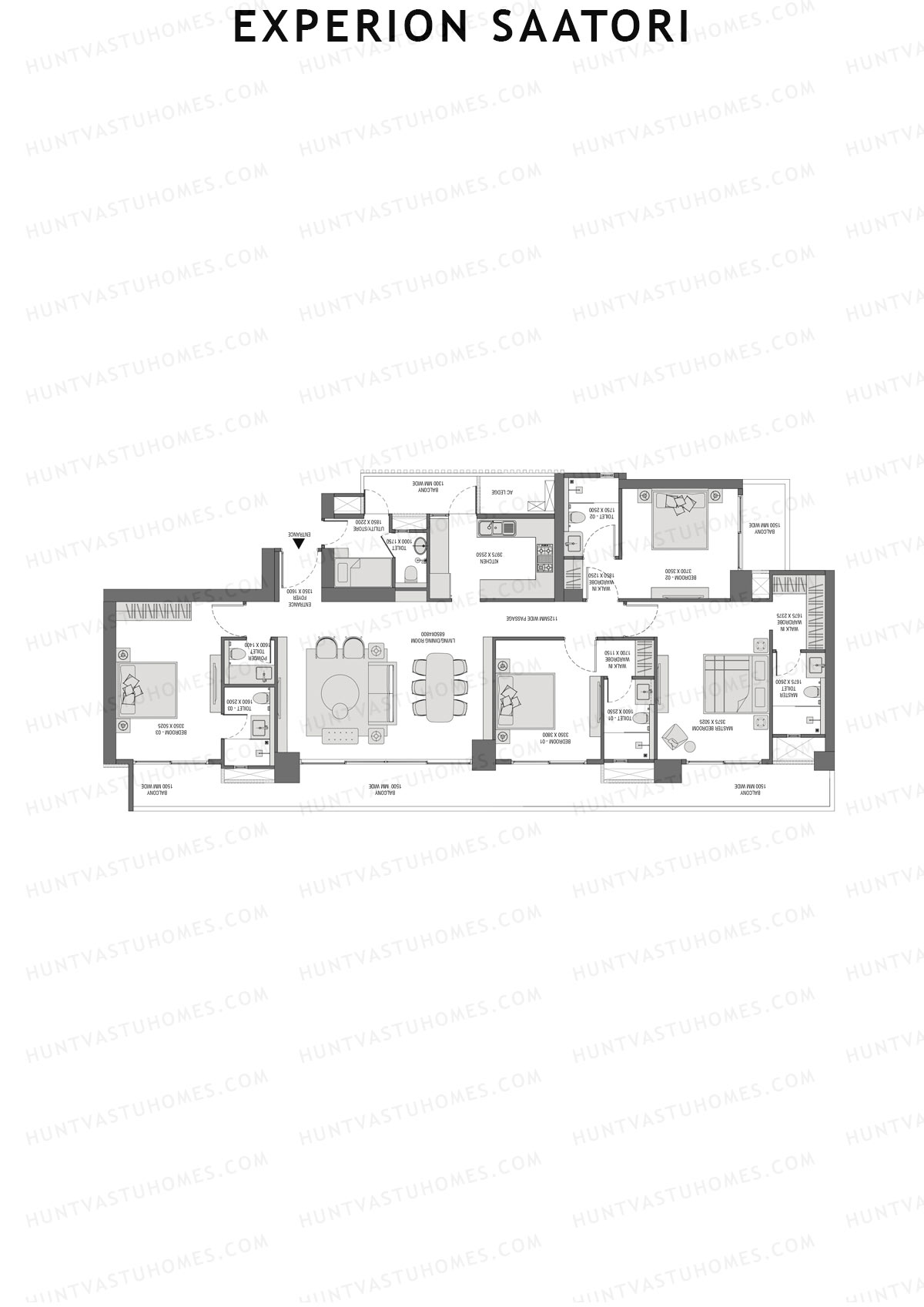 Experion Saatori Tower 1 Unit 4 (Type A1) Floor Plan