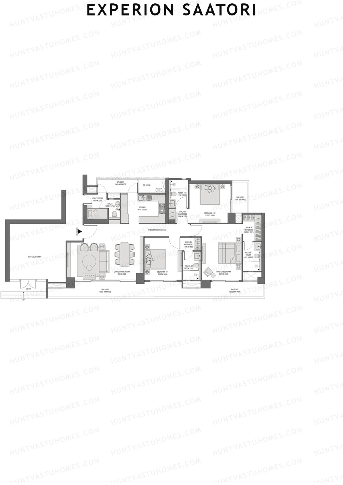 Experion Saatori Tower 1 Unit 4 (Type A2) Floor Plan