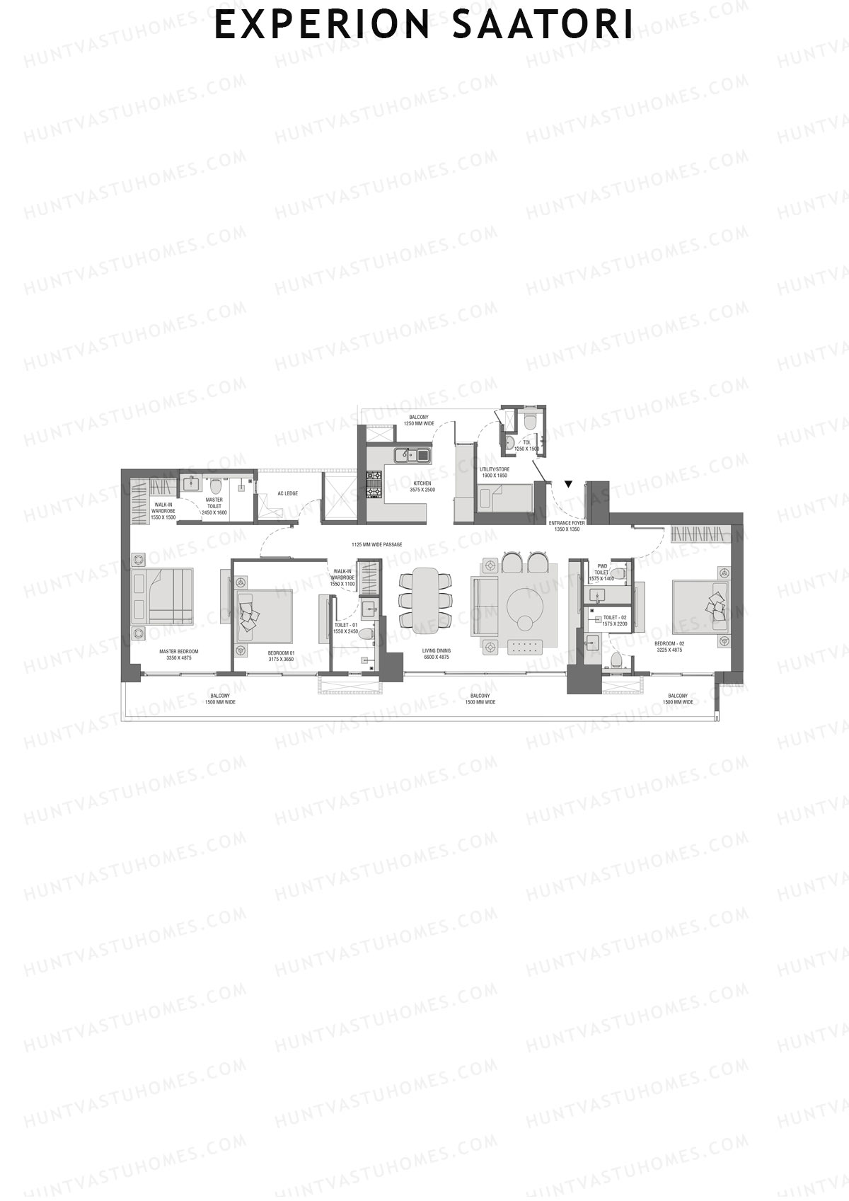 Experion Saatori Tower 2 Unit 1 (Type A5) Floor Plan