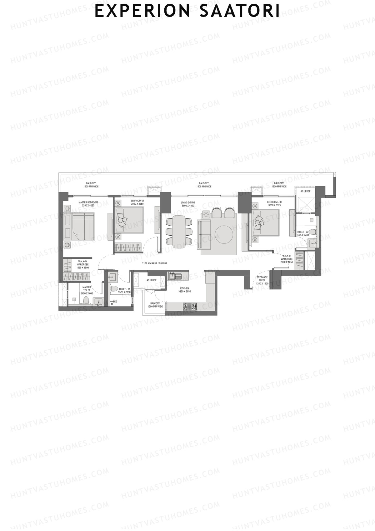 Experion Saatori Tower 2 Unit 2 (Type A4) Floor Plan