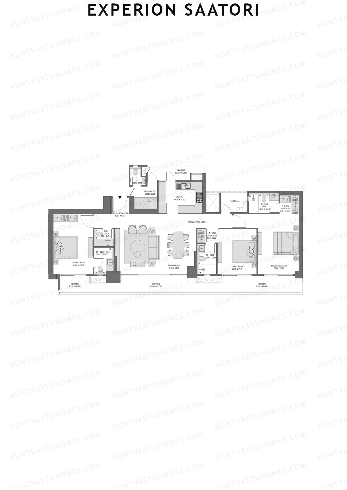 Experion Saatori Tower 2 Unit 4 (Type A5) Floor Plan