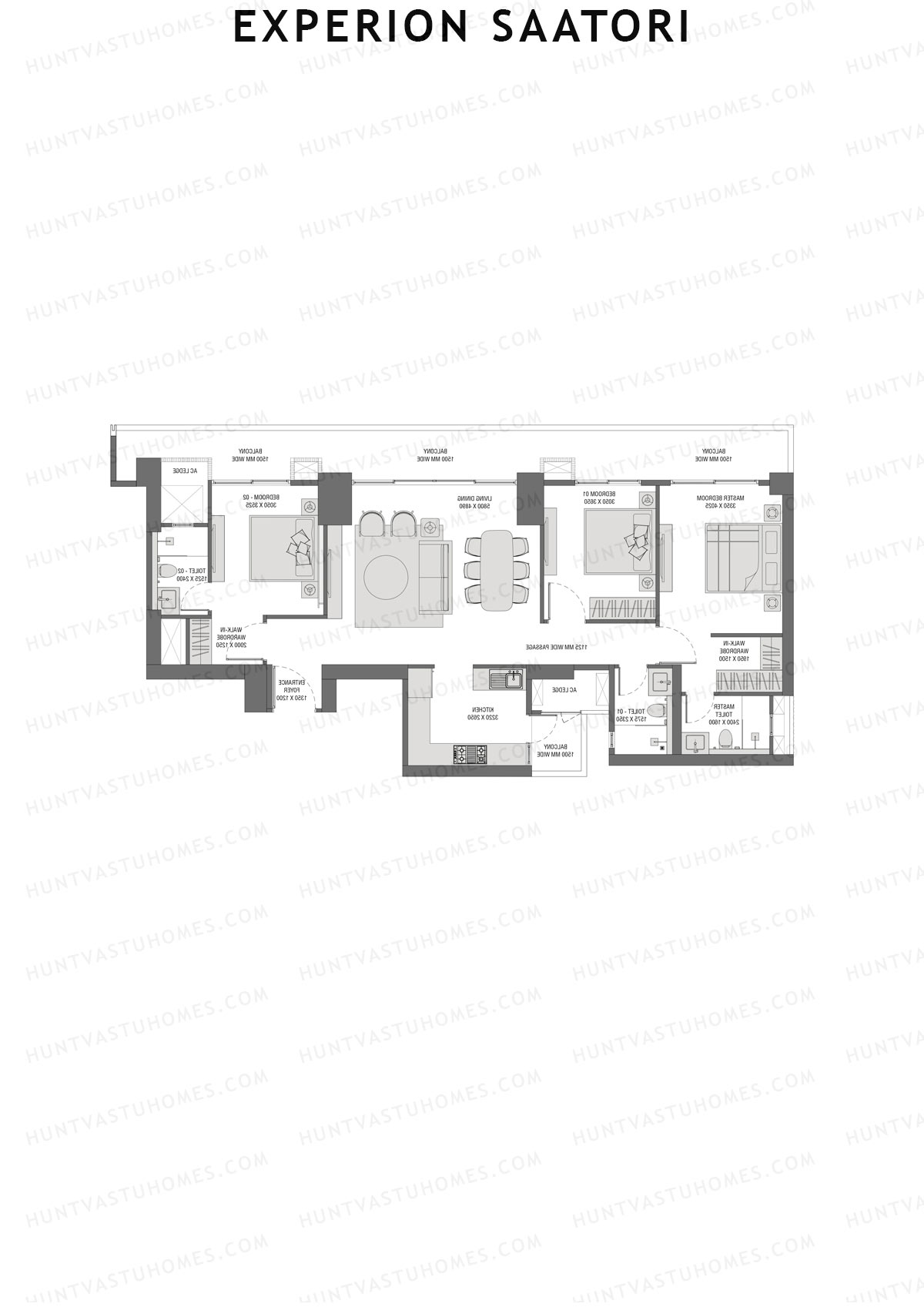 Experion Saatori Tower 3 Unit 3 (Type A4) Floor Plan