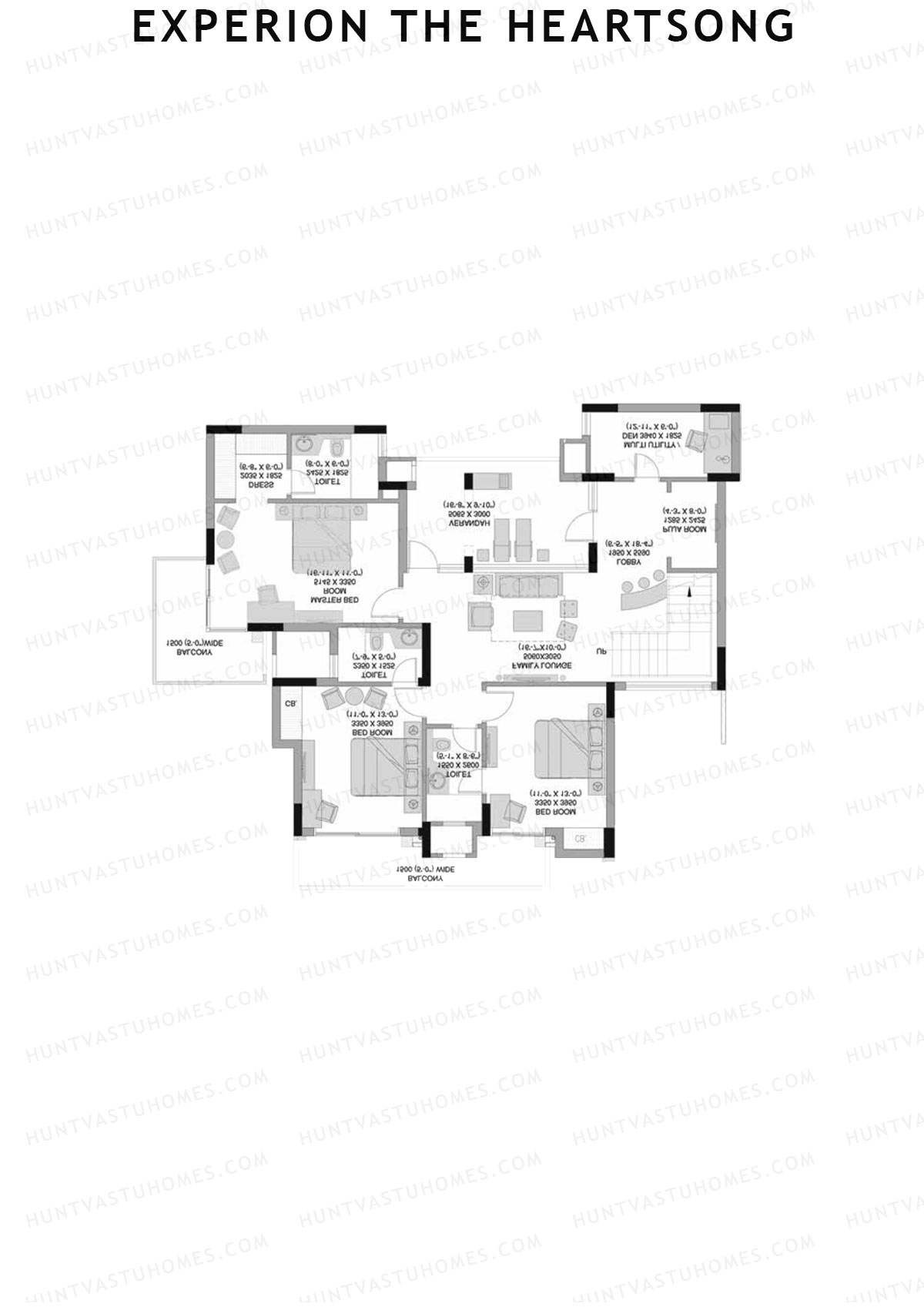 Experion The Heartsong, Tower D1, Unit 1 (Penthouse), 4BHK, Super Area 3245   sq ft 