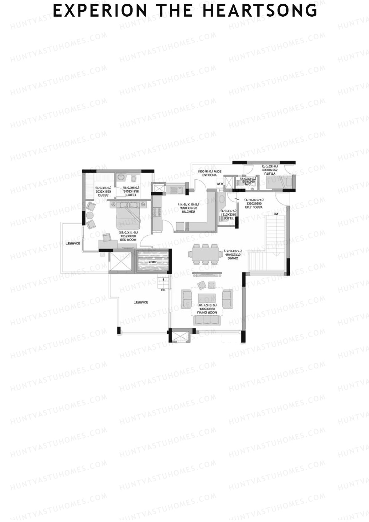 Experion The Heartsong, Tower D1, Unit 1 (Penthouse), 4BHK, Super Area 3245   sq ft 