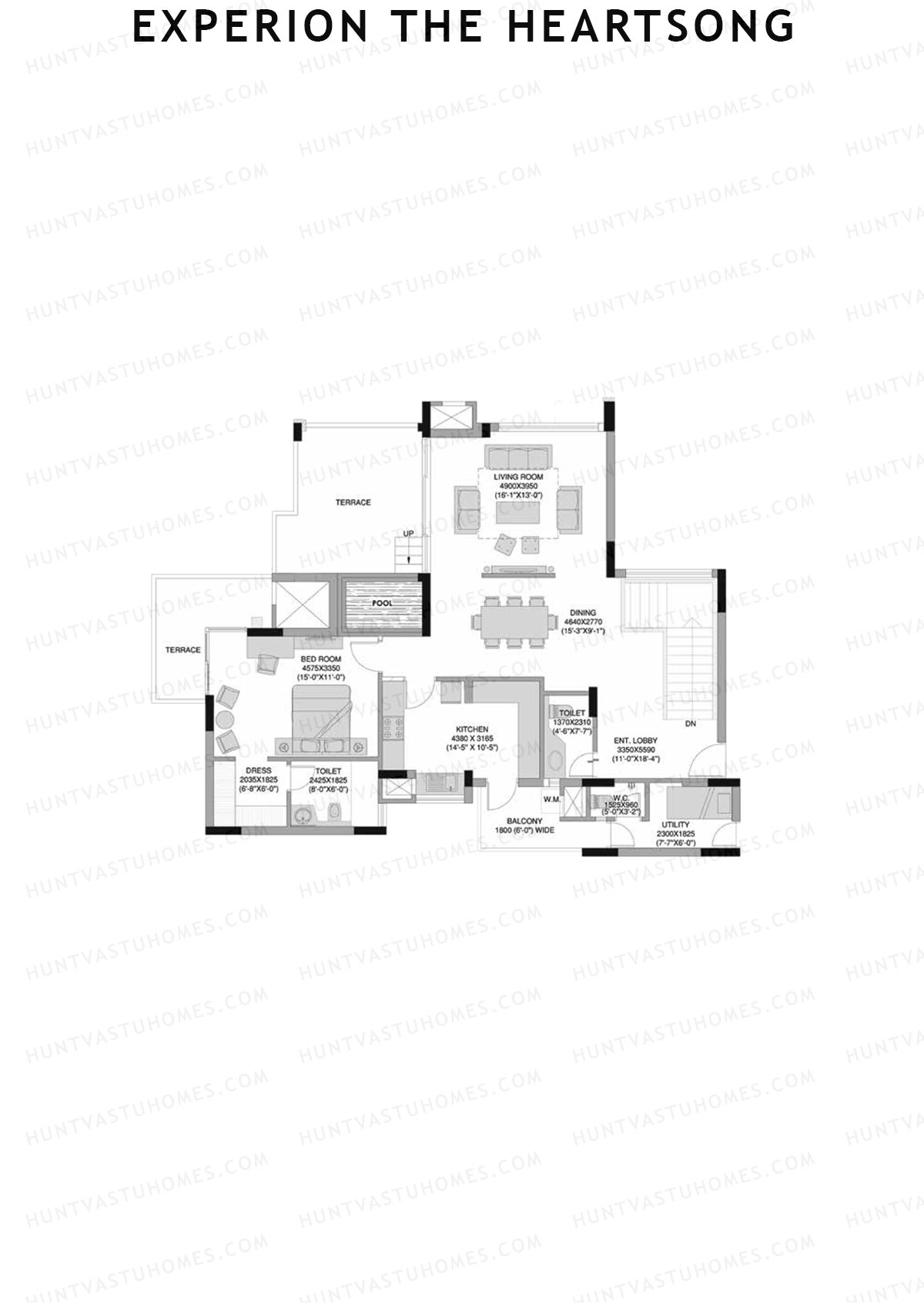 Experion The Heartsong, Tower D1, Unit 2 (Penthouse), 4BHK, Super Area 3245   sq ft 