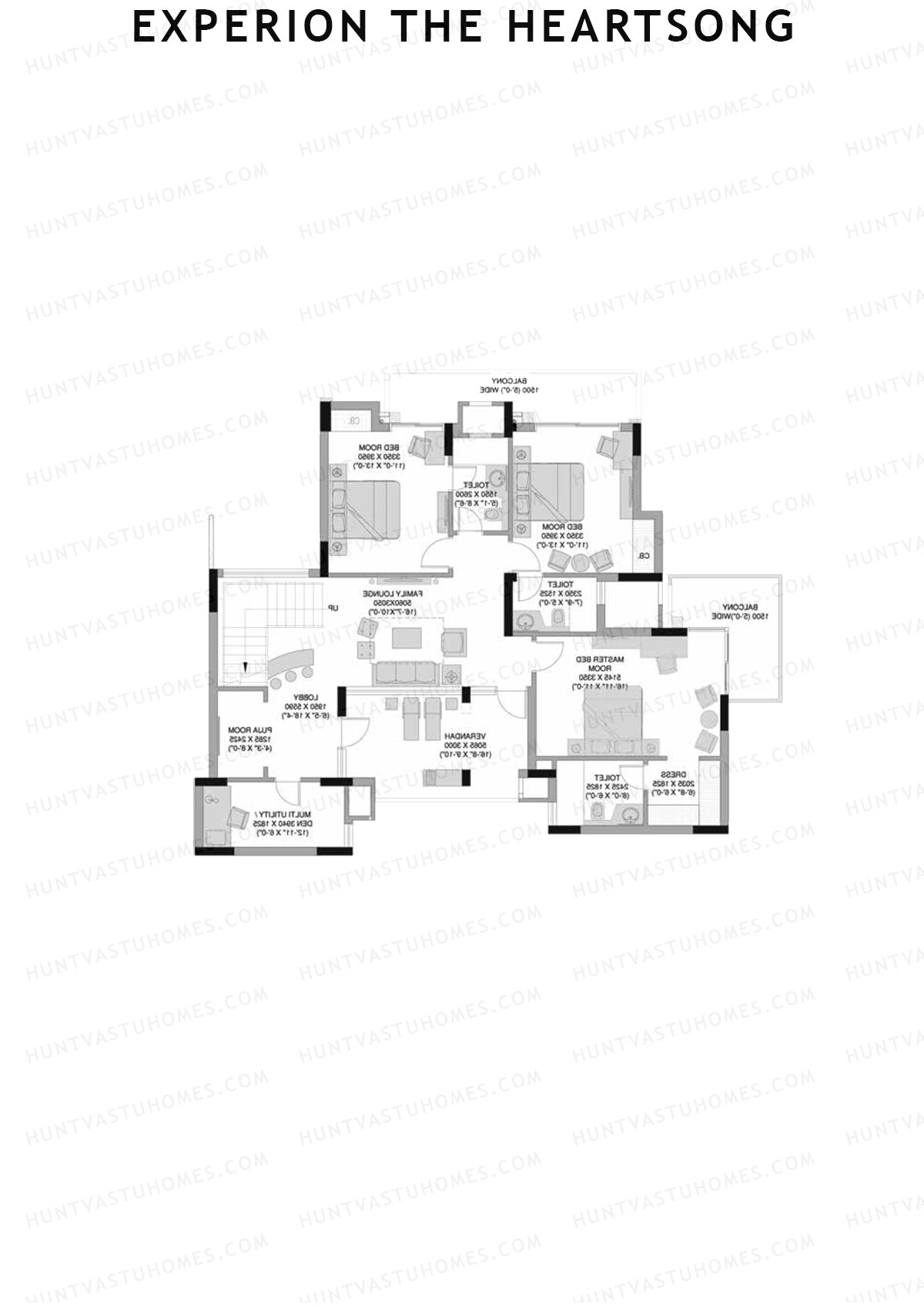 Experion The Heartsong, Tower D1, Unit 3 (Penthouse), 4BHK, Super Area 3245   sq ft 