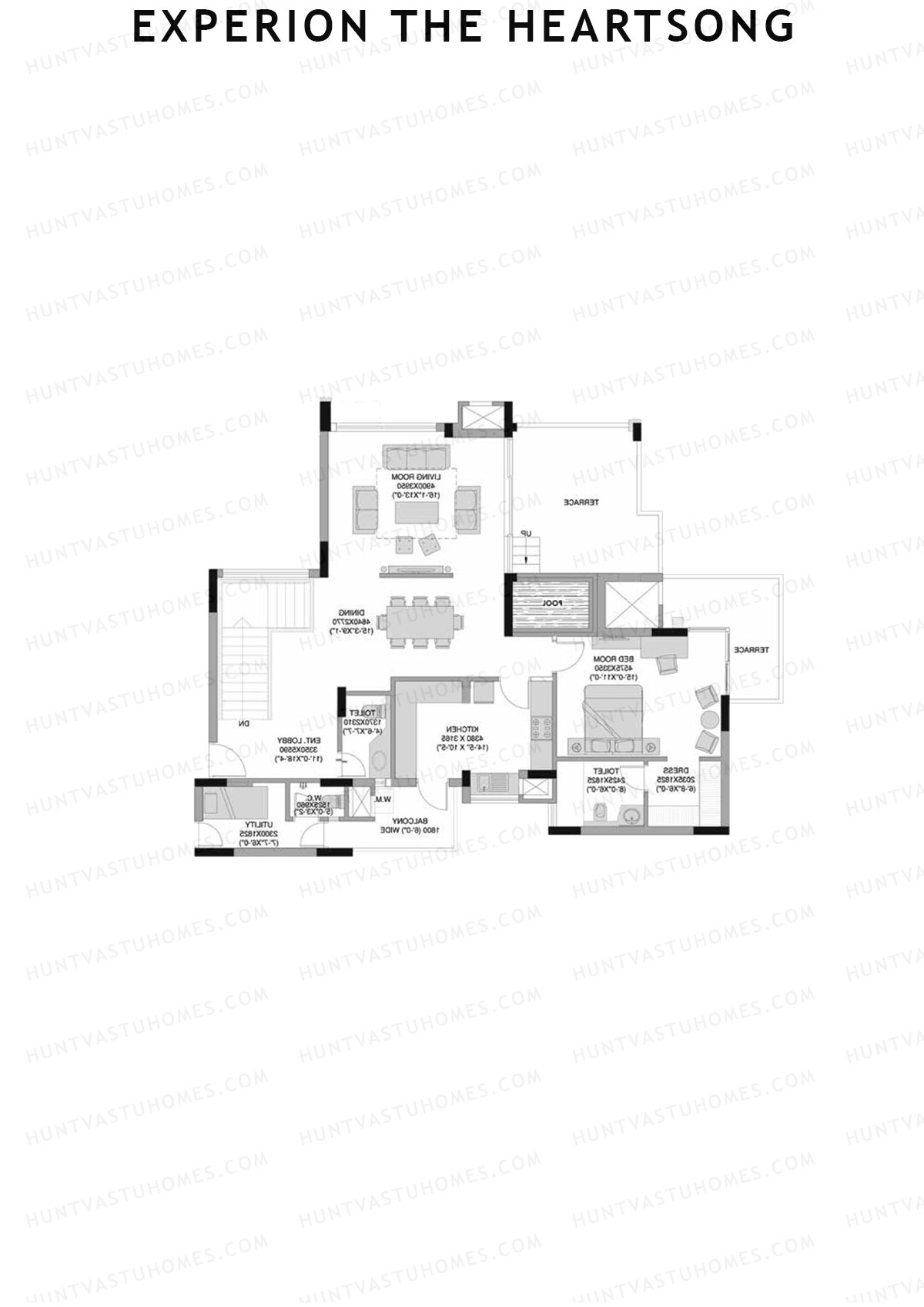 Experion The Heartsong, Tower D1, Unit 3 (Penthouse), 4BHK, Super Area 3245   sq ft 