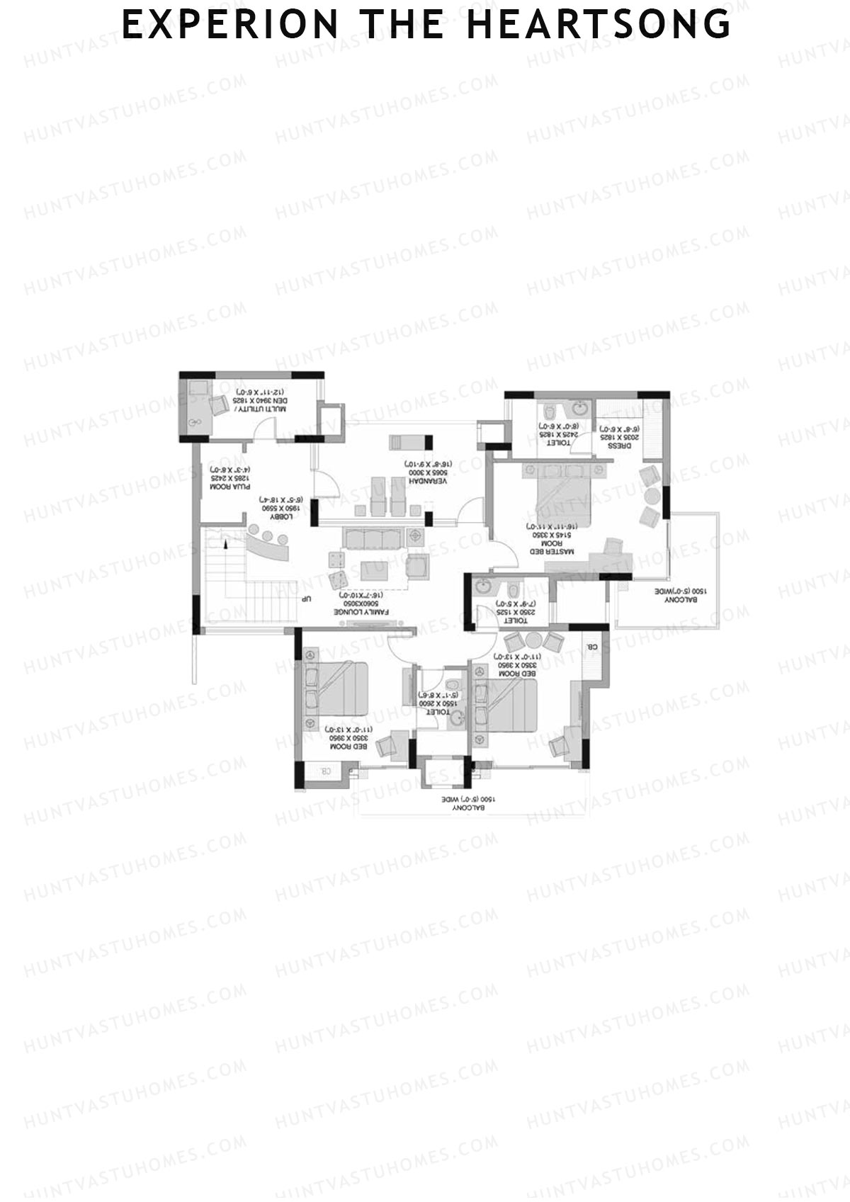 Experion The Heartsong, Tower D1, Unit 4 (Penthouse), 4BHK, Super Area 3245   sq ft 
