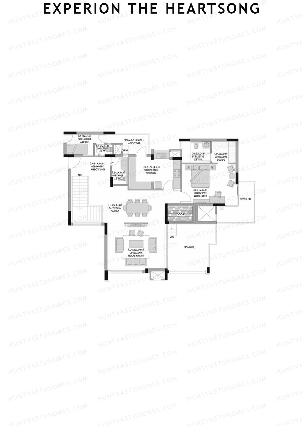 Experion The Heartsong, Tower D1, Unit 4 (Penthouse), 4BHK, Super Area 3245   sq ft 