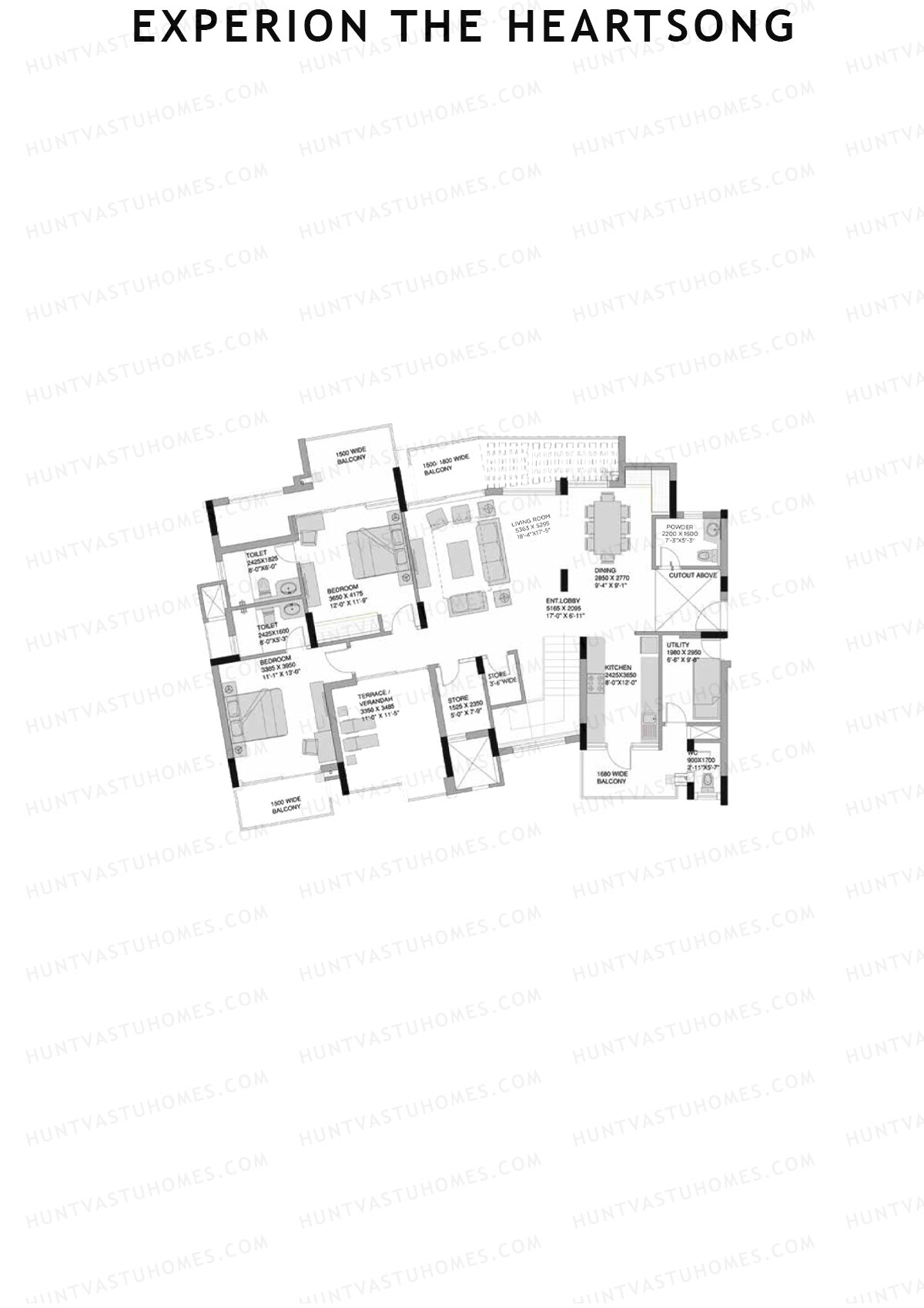 Experion The Heartsong, Tower D2, Unit 1 (Penthouse), 5BHK, Super Area 3773   sq ft 