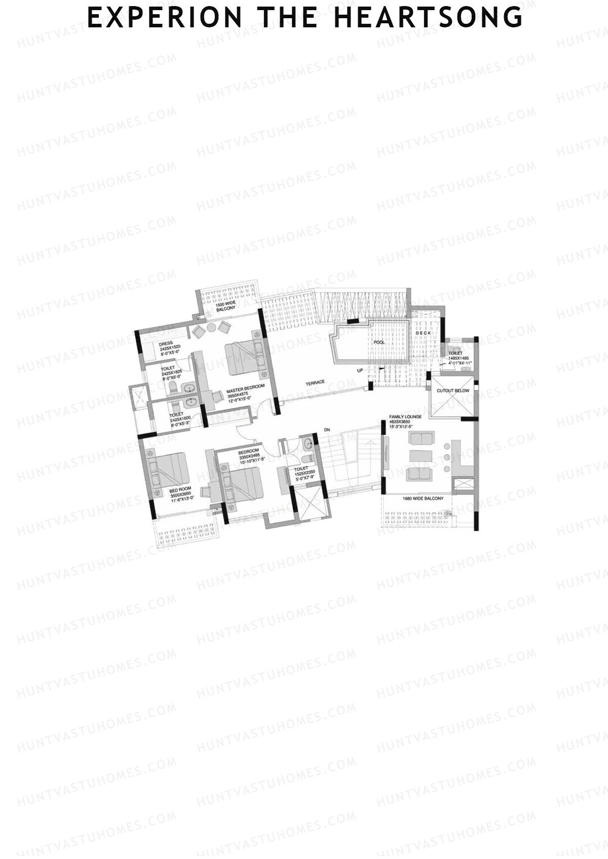 Experion The Heartsong, Tower D2, Unit 1 (Penthouse), 5BHK, Super Area 3773   sq ft 