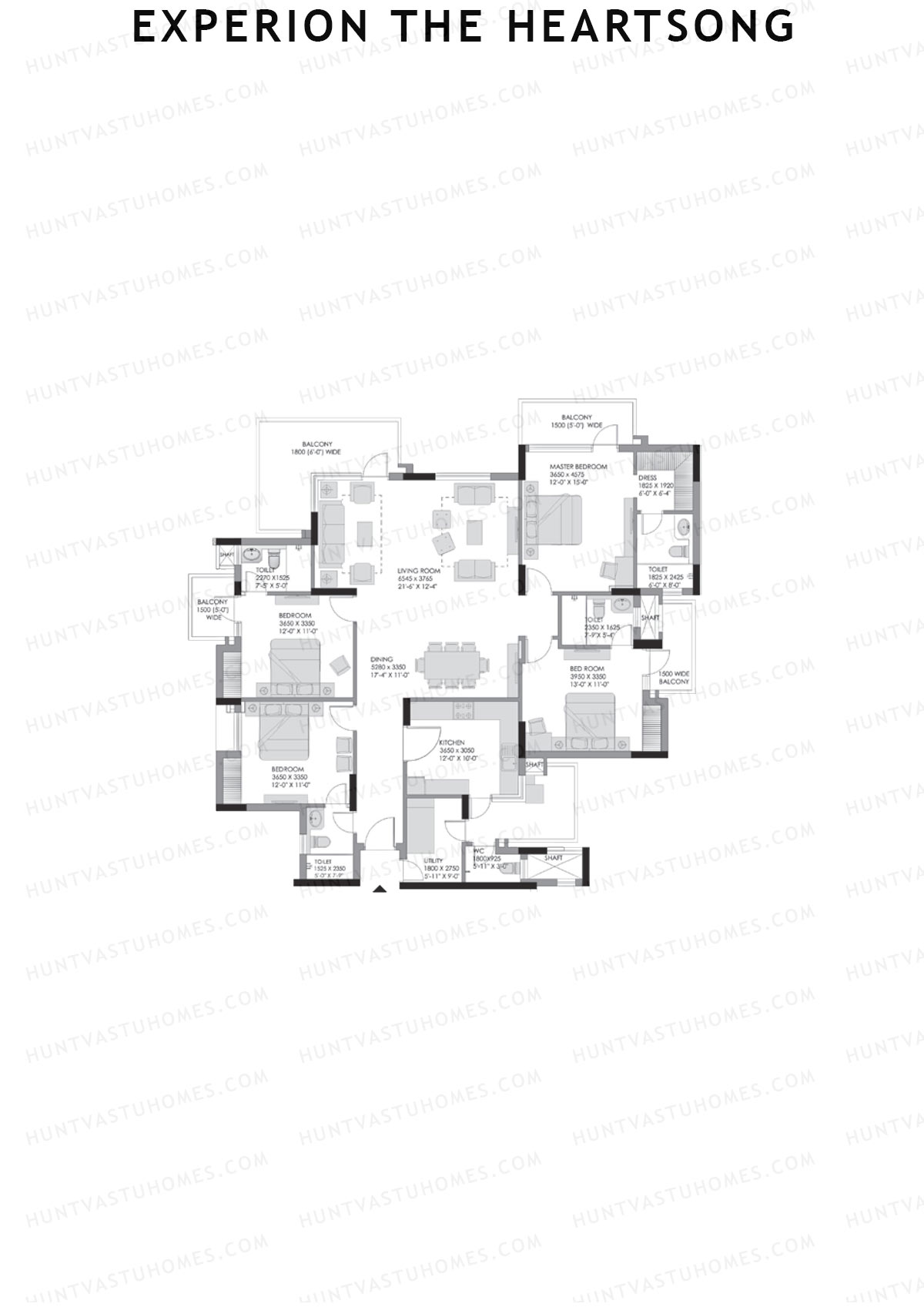 Experion The Heartsong, Tower D2, Unit 2 (Type 5B), 4BHK, Super Area 2204   sq ft 