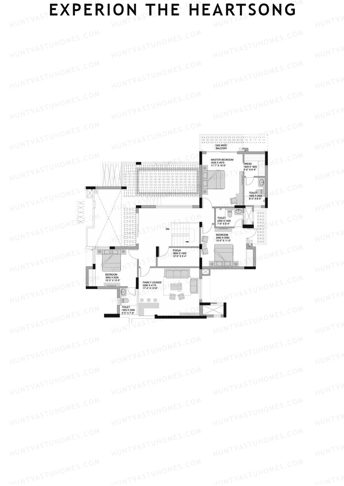 Experion The Heartsong, Tower D2, Unit 2 (Penthouse), 5BHK, Super Area 3815   sq ft 