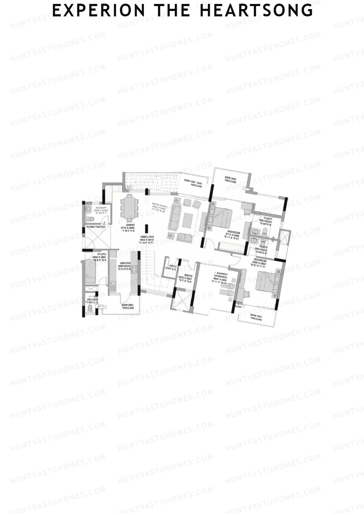 Experion The Heartsong, Tower D2, Unit 3 (Penthouse), 5BHK, Super Area 3773   sq ft 
