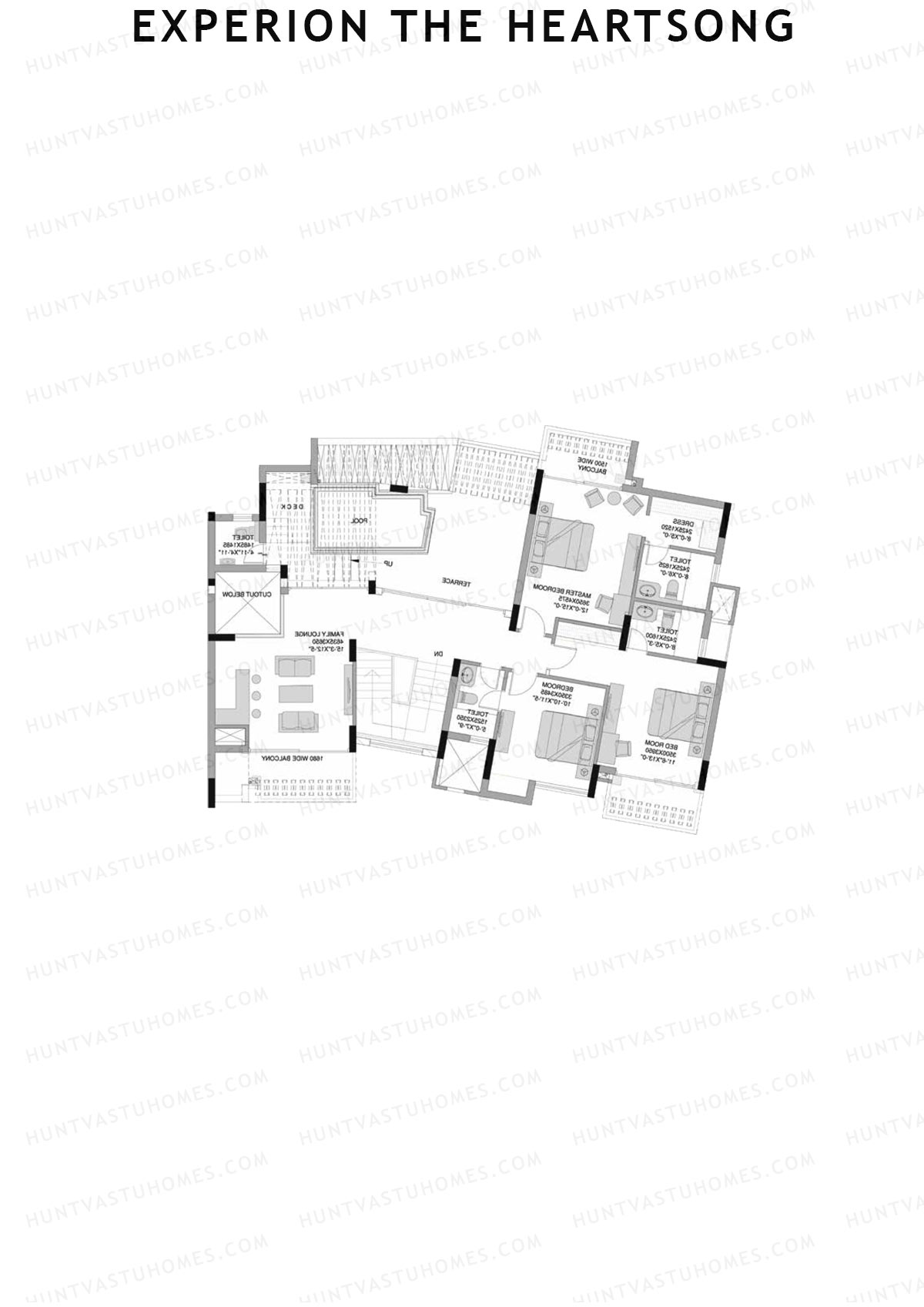 Experion The Heartsong, Tower D2, Unit 3 (Penthouse), 5BHK, Super Area 3773   sq ft 