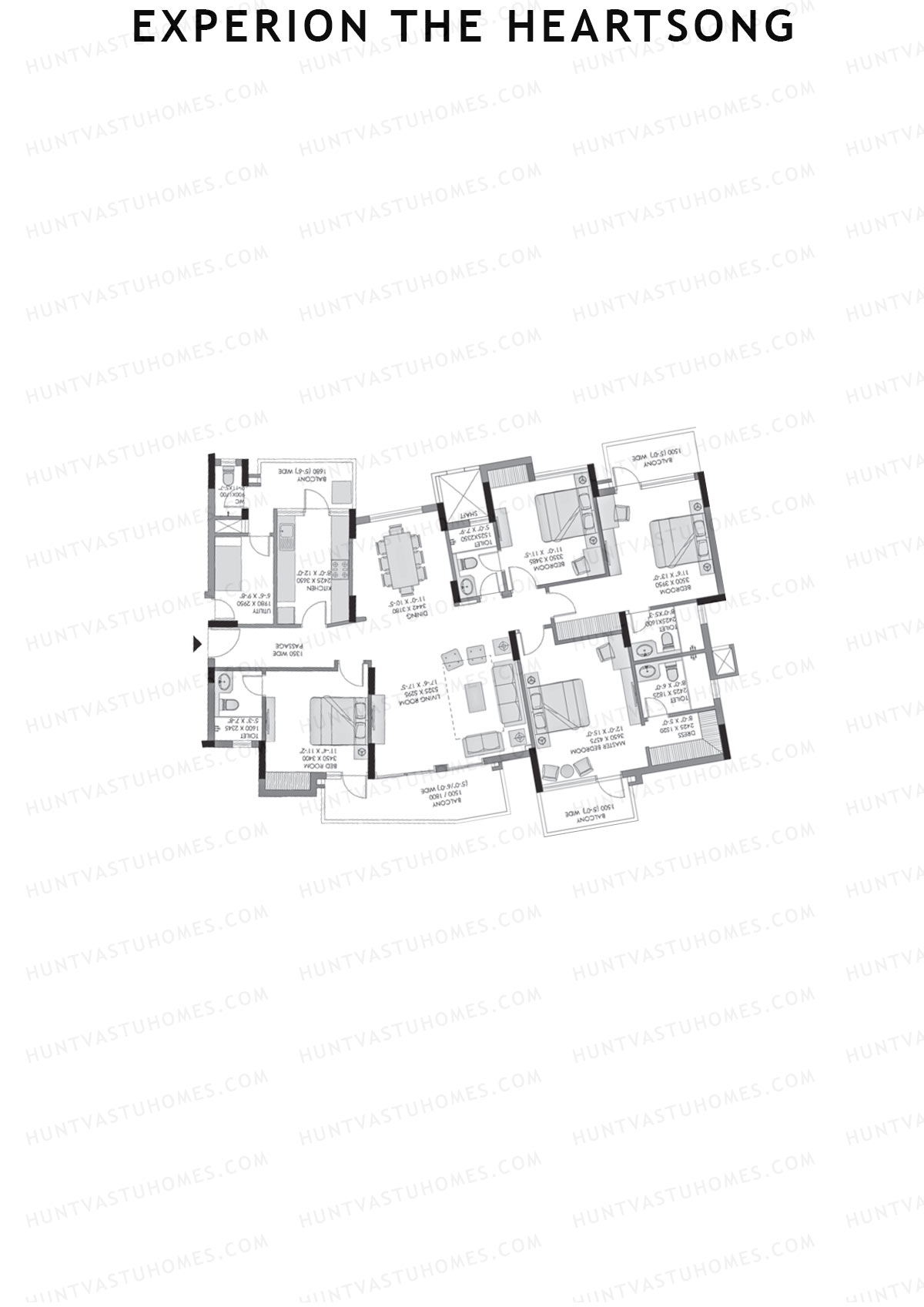 Experion The Heartsong, Tower D3, Unit 1 (Type 5A), 4BHK, Super Area 2088   sq ft 