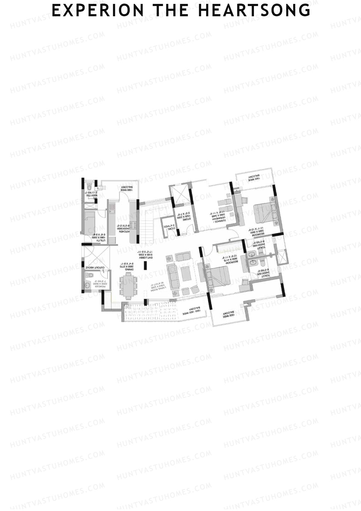 Experion The Heartsong, Tower D3, Unit 1 (Penthouse), 5BHK, Super Area 3773   sq ft 