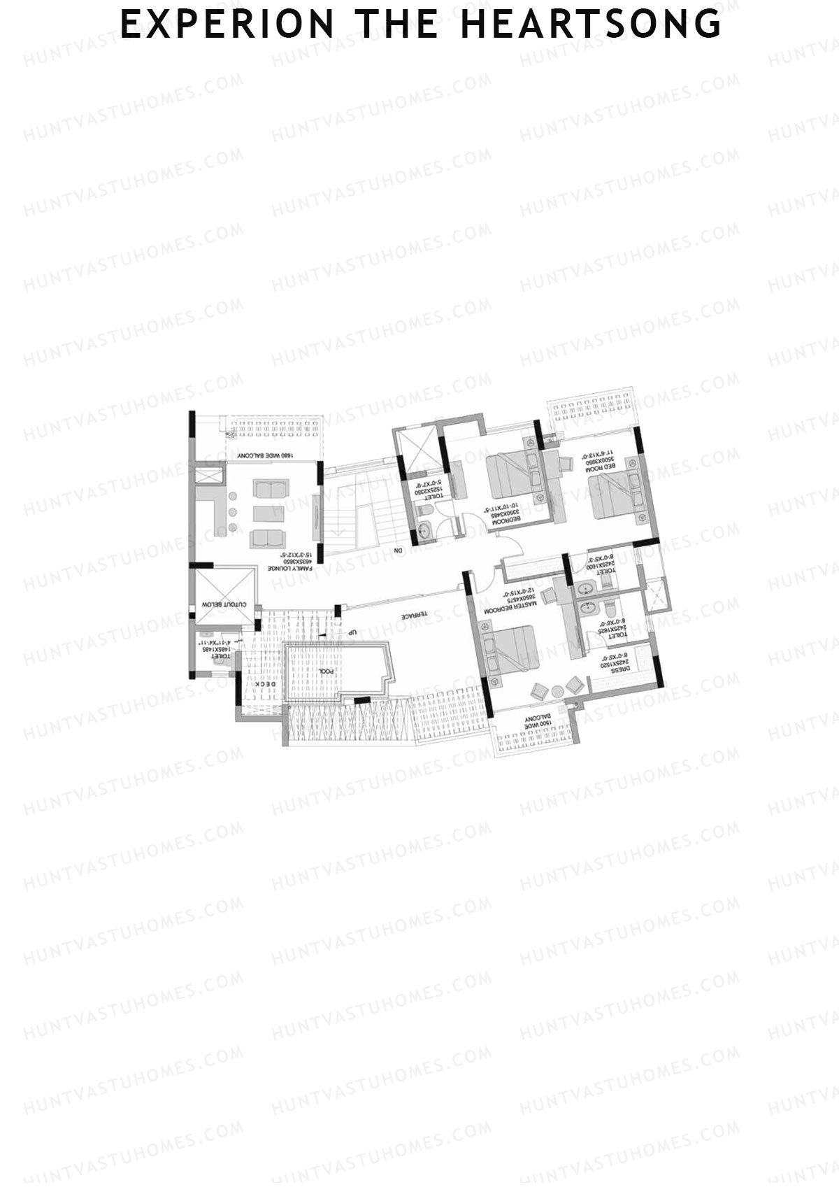Experion The Heartsong, Tower D3, Unit 1 (Penthouse), 5BHK, Super Area 3773   sq ft 