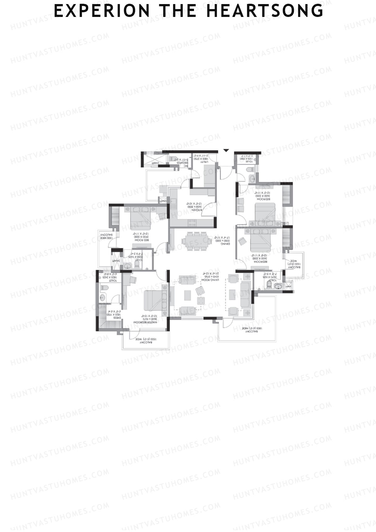 Experion The Heartsong, Tower D3, Unit 2 (Type 5B), 4BHK, Super Area 2204   sq ft 