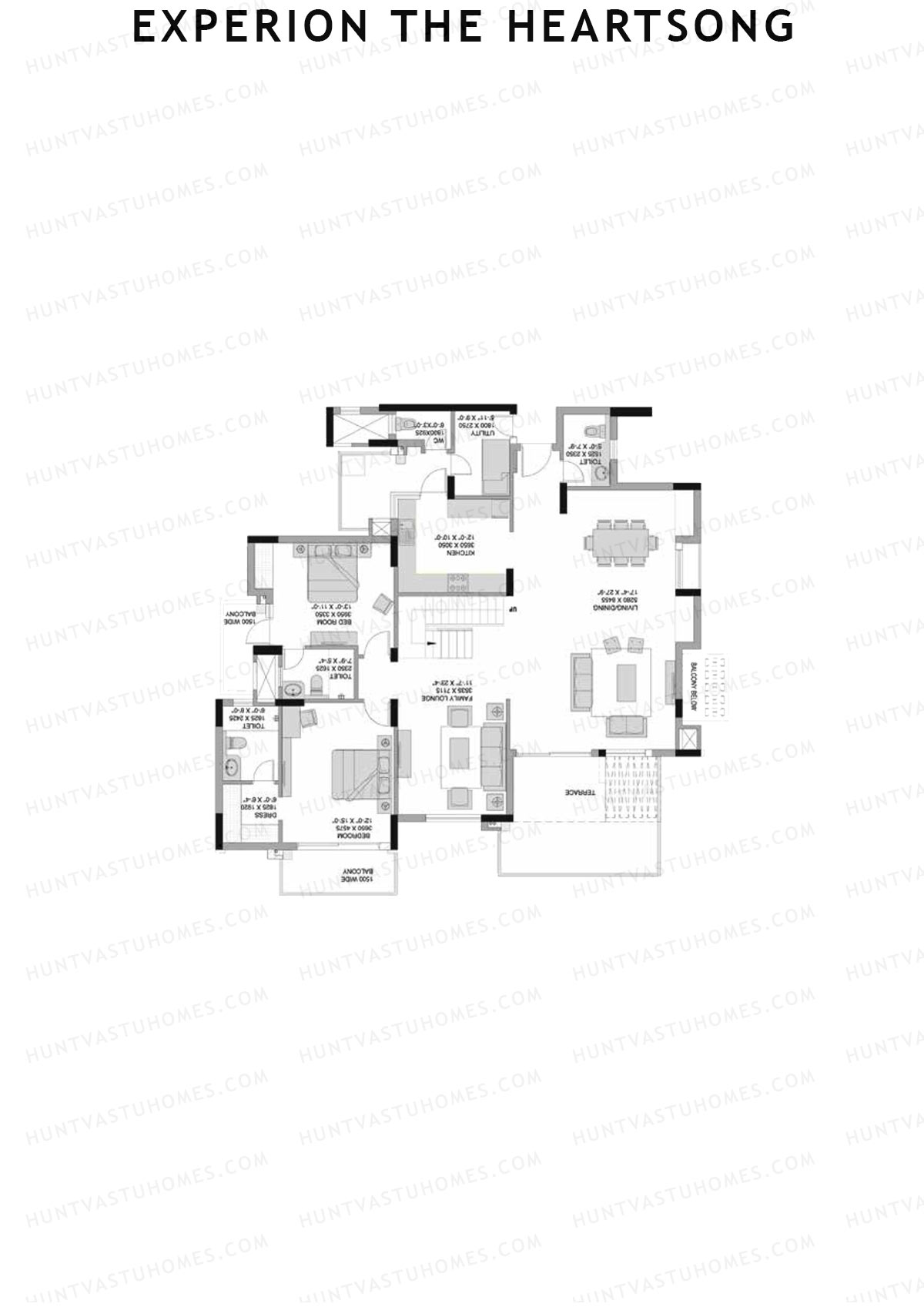 Experion The Heartsong, Tower D3, Unit 2 (Penthouse), 5BHK, Super Area 3815   sq ft 