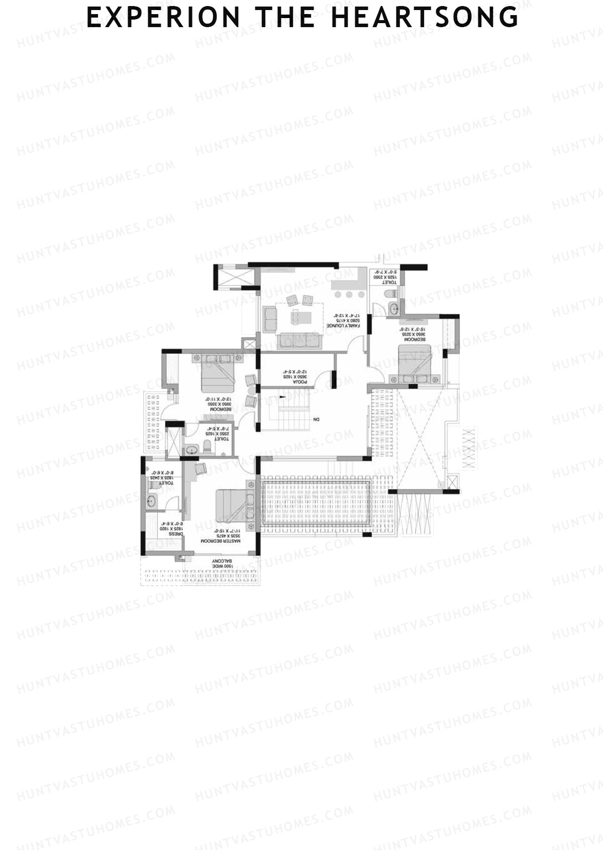Experion The Heartsong, Tower D3, Unit 2 (Penthouse), 5BHK, Super Area 3815   sq ft 