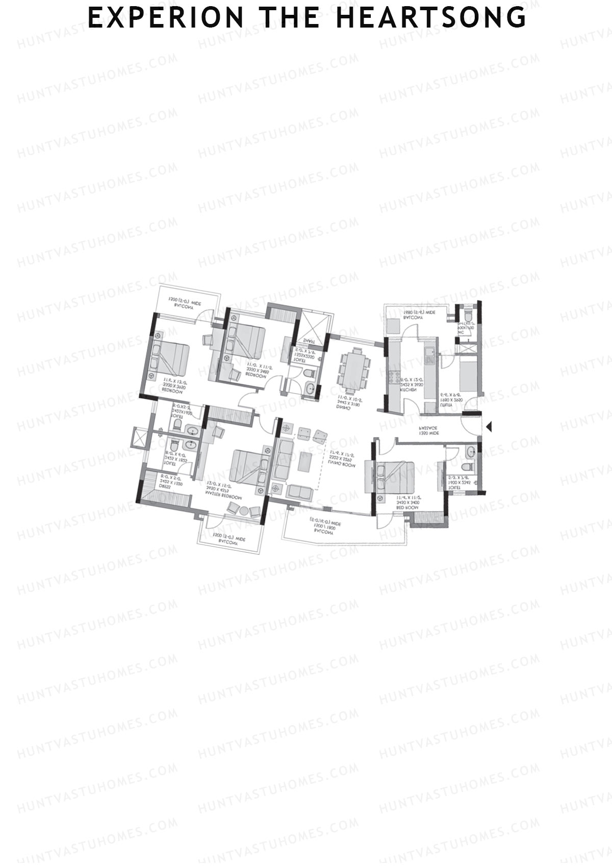 Experion The Heartsong, Tower D3, Unit 3 (Type 5A), 4BHK, Super Area 2088   sq ft 