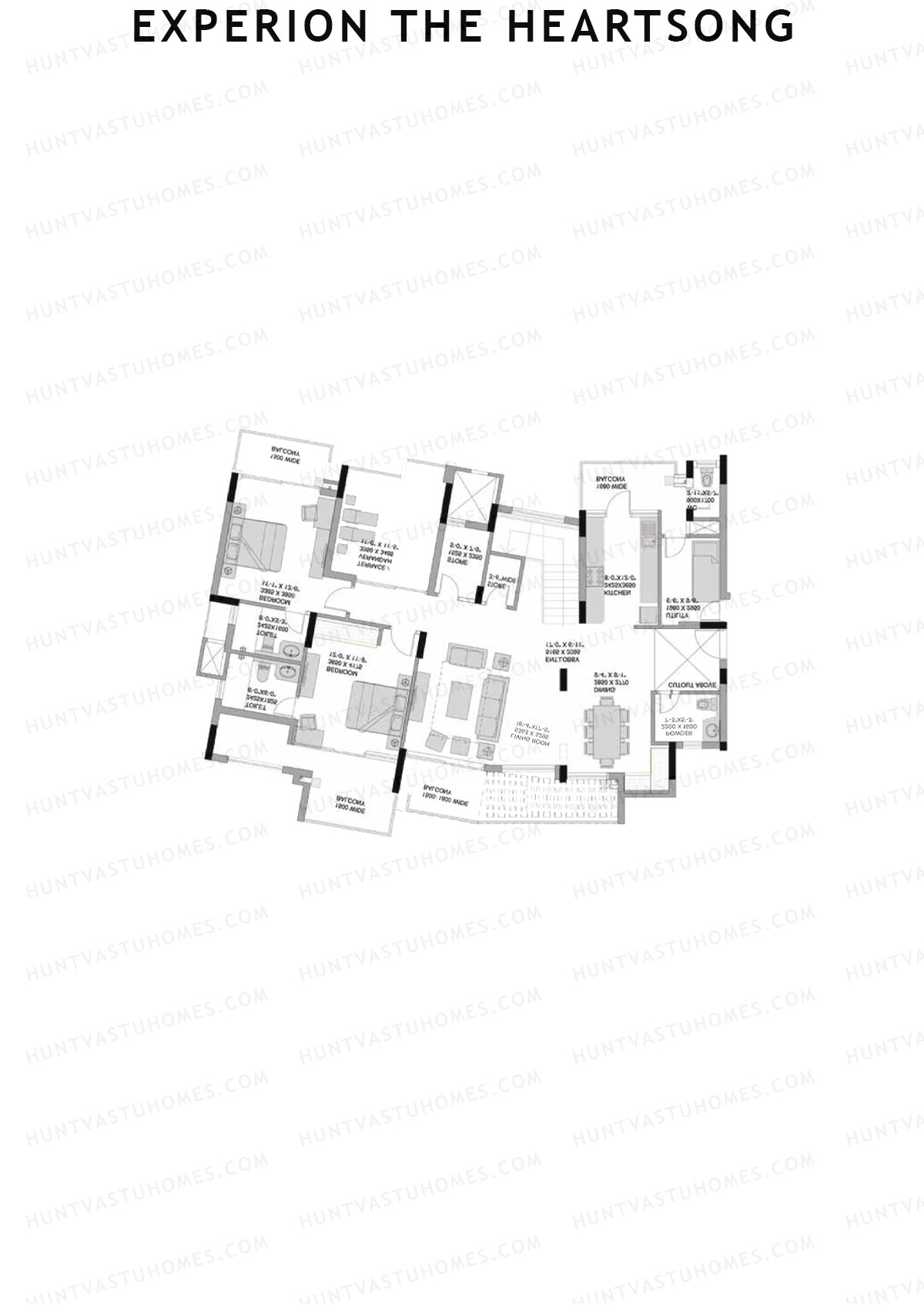 Experion The Heartsong, Tower D3, Unit 3 (Penthouse), 5BHK, Super Area 3773   sq ft 