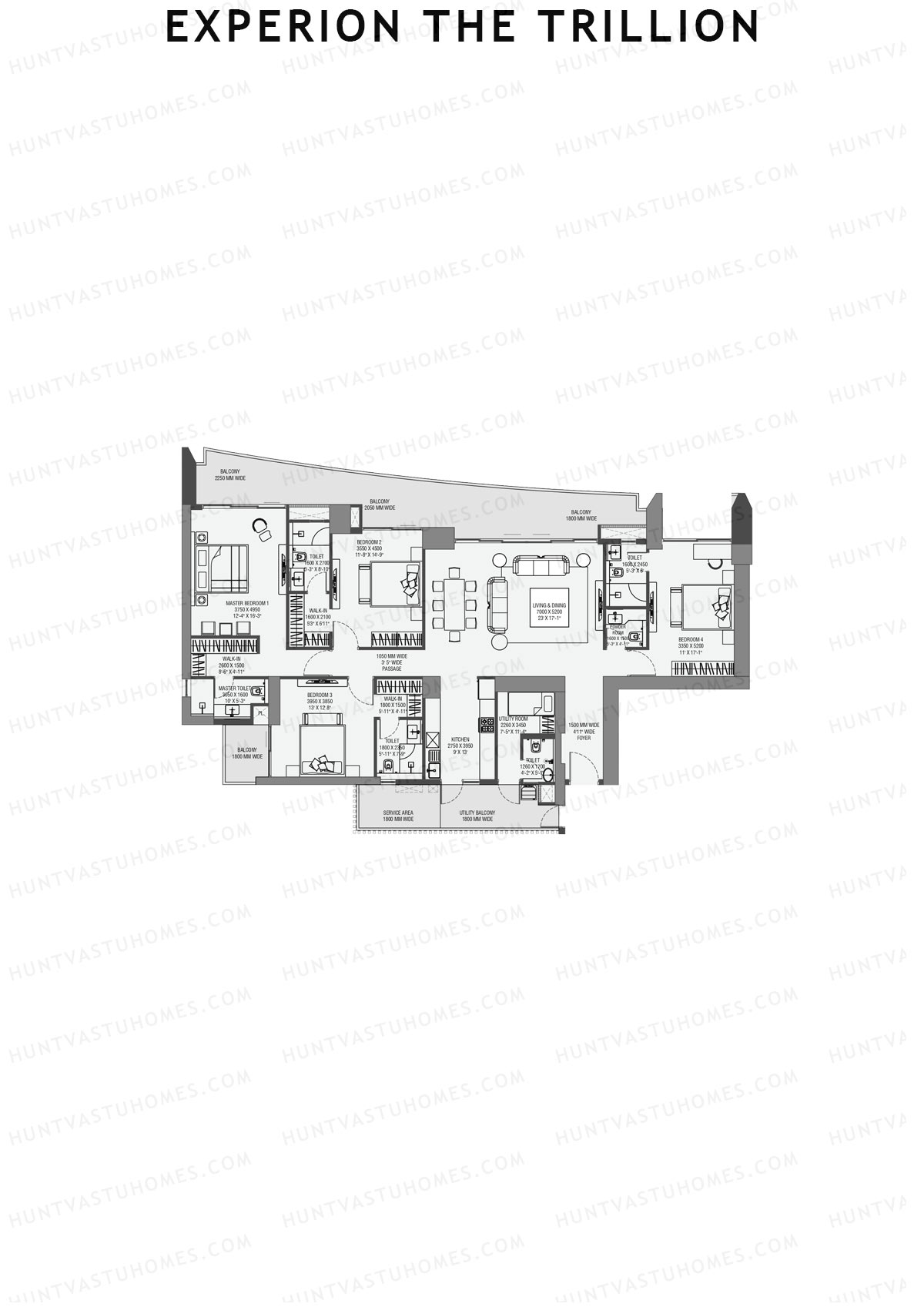 Experion The Trillion Tower 1 Unit 1 (Type 1) Floor Plan
