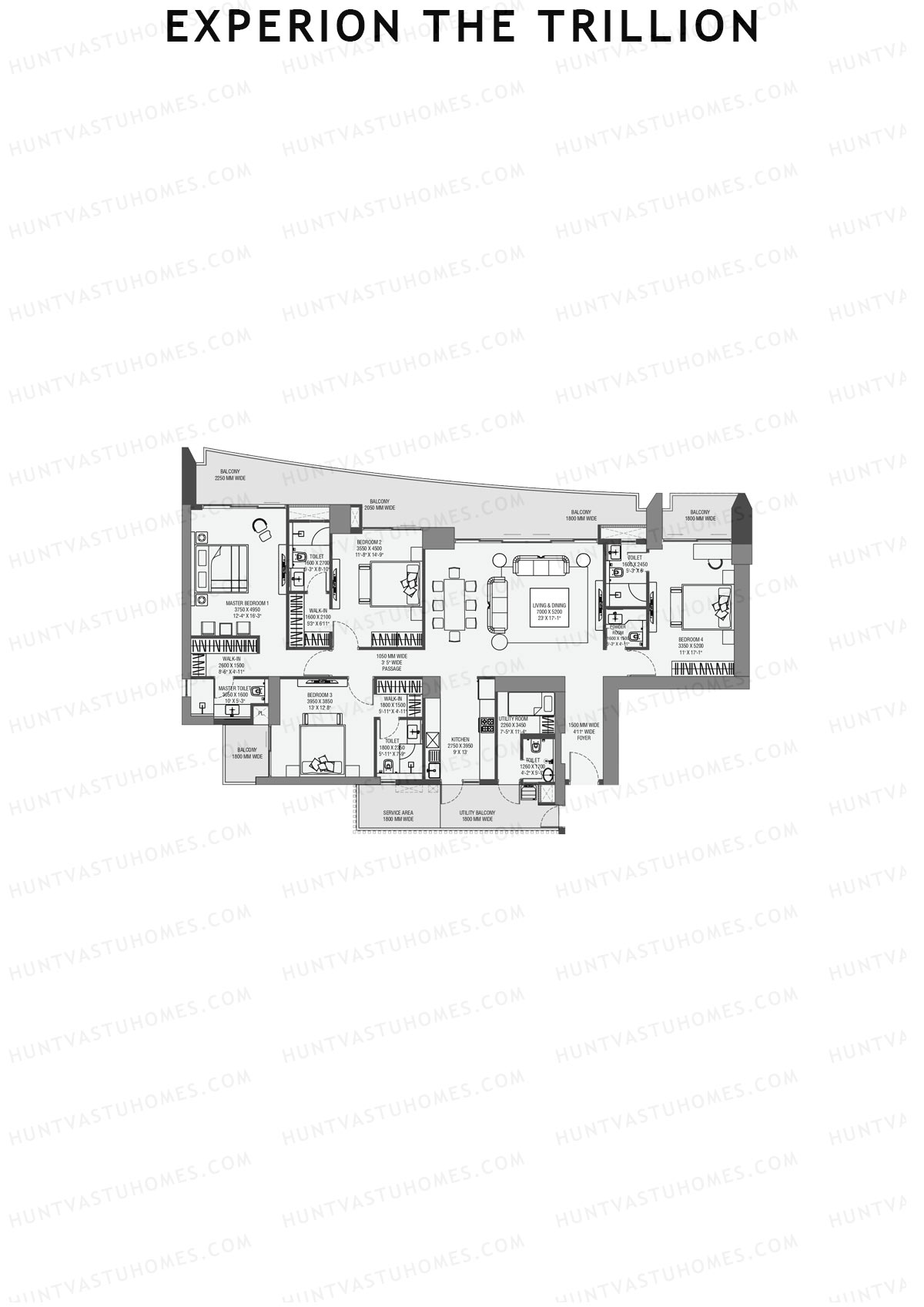 Experion The Trillion Tower 1 Unit 1 (Type 1A) Floor Plan