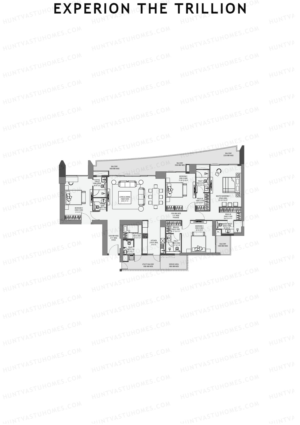 Experion The Trillion Tower 1 Unit 2 (Type 2D) Floor Plan