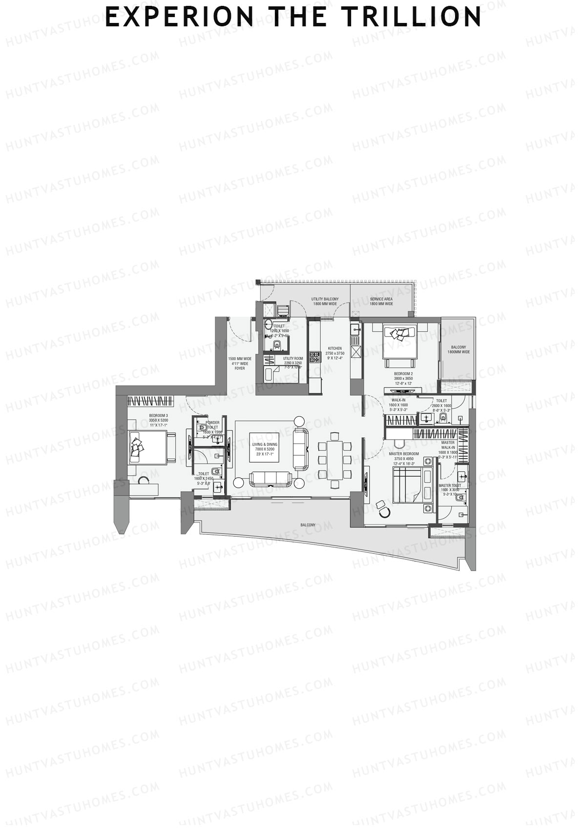 Experion The Trillion Tower 1 Unit 3 (Type 3) Floor Plan