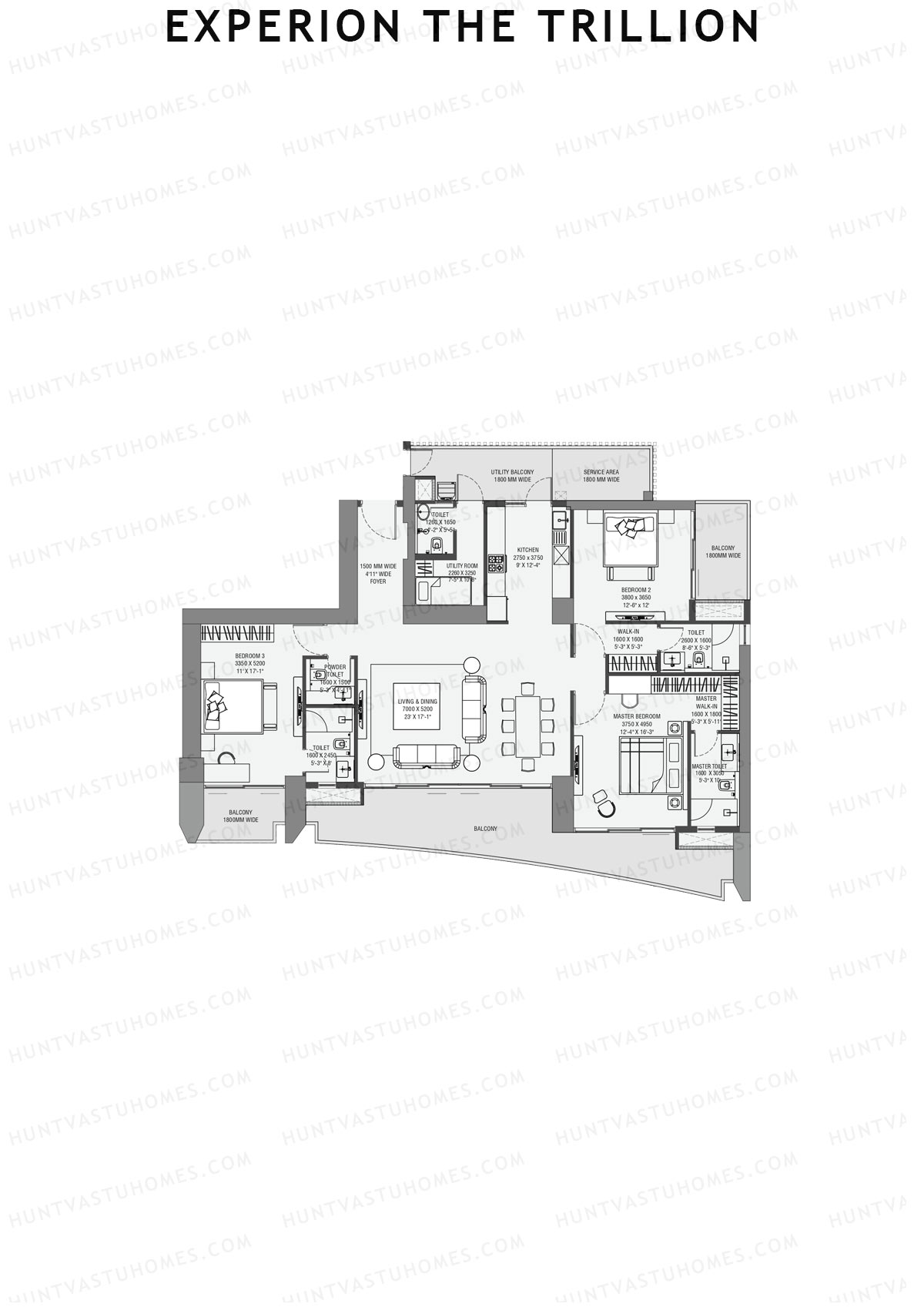 Experion The Trillion Tower 1 Unit 3 (Type 3A) Floor Plan