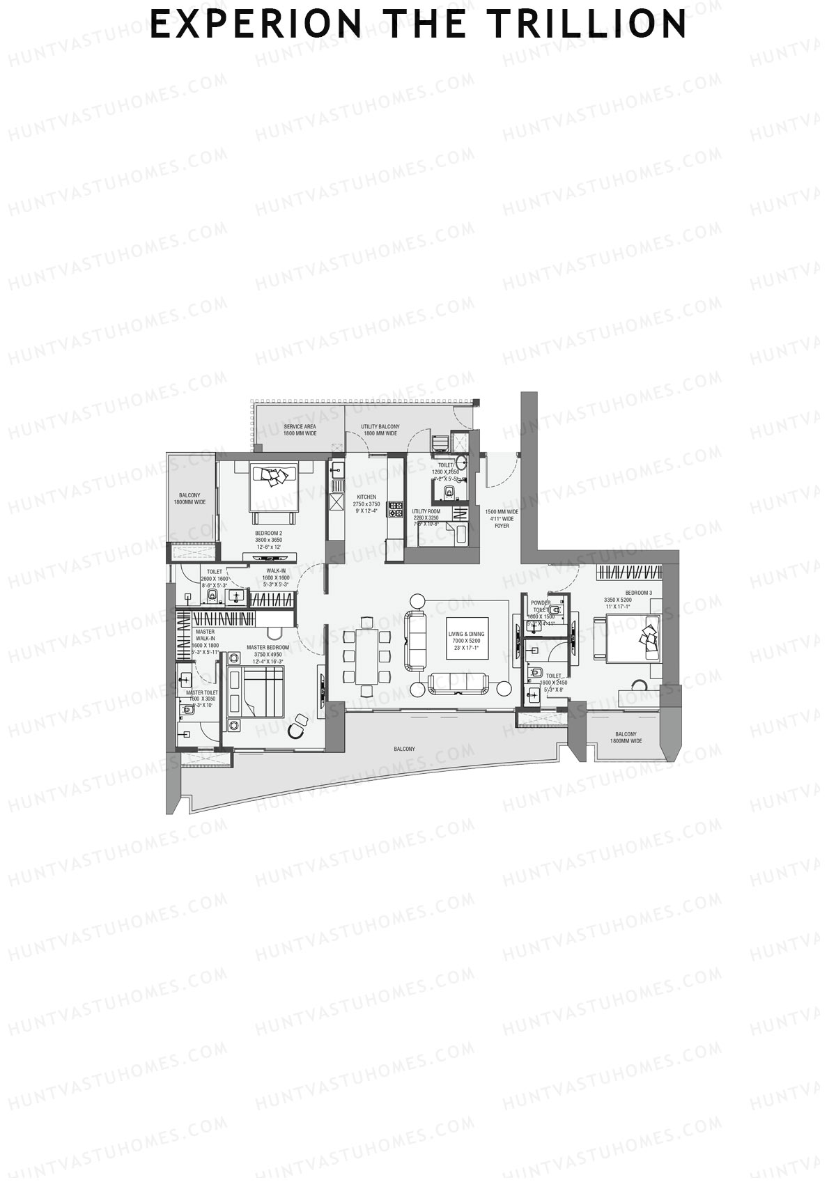 Experion The Trillion Tower 1 Unit 4 (Type 4A) Floor Plan
