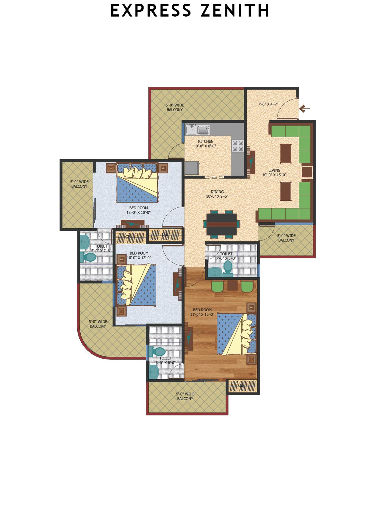 Express Zenith Tower B Unit 4 Floor Plan