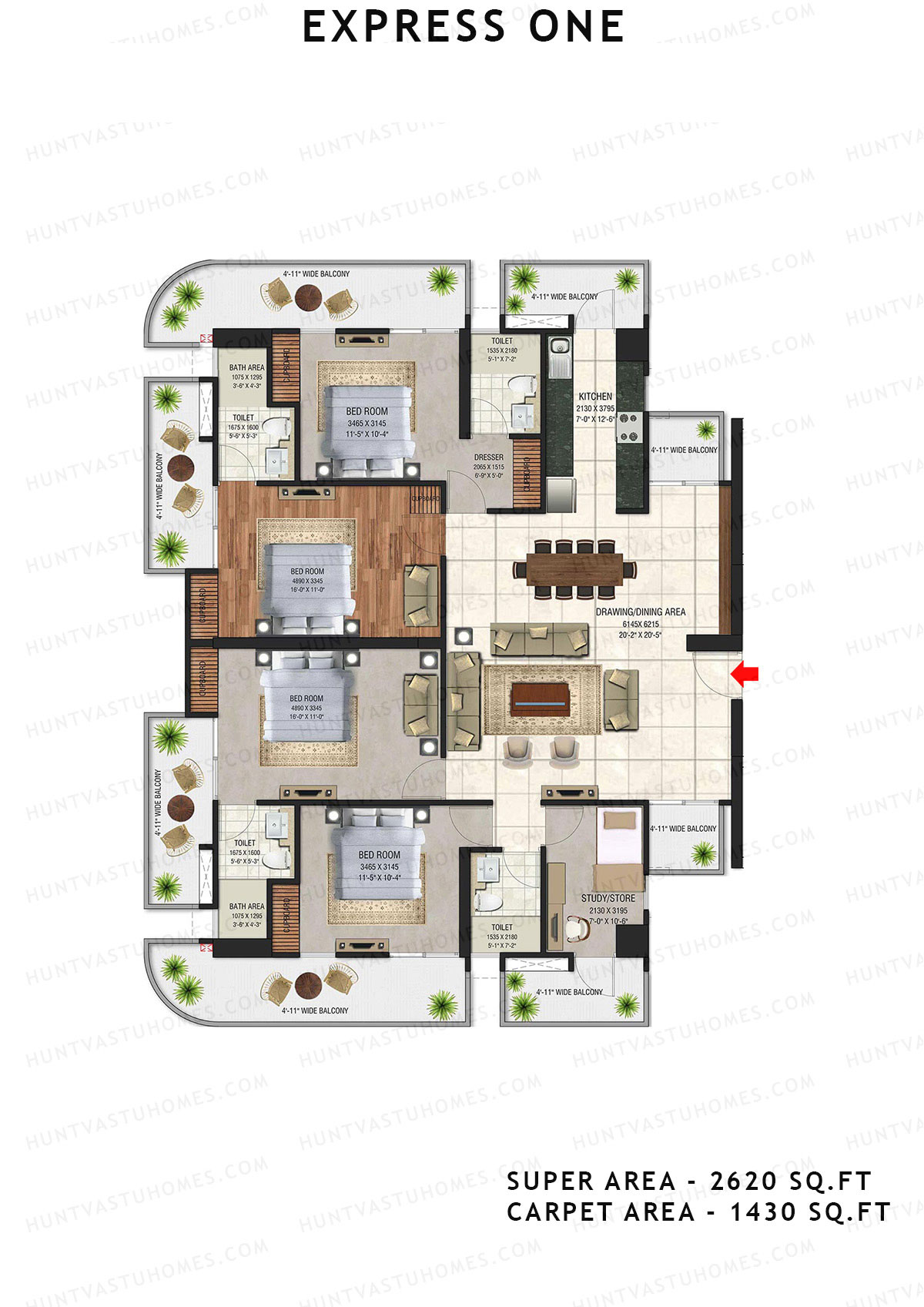 Express One Tower B Unit 2 Floor Plan