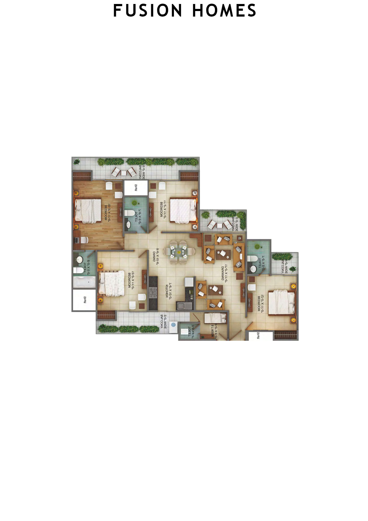 Fusion Homes Tower C Unit 1 (Type 6) Floor Plan