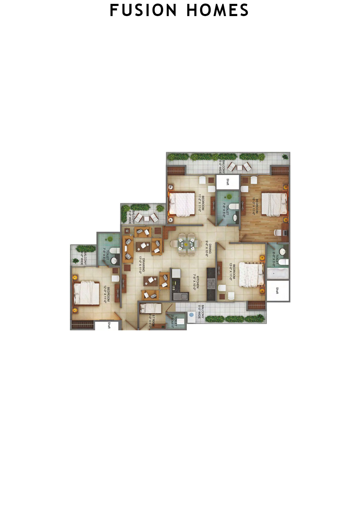 Fusion Homes Tower C Unit 2 (Type 6) Floor Plan