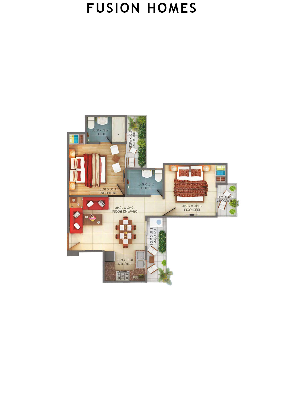 Fusion Homes Tower C Unit 3 (Type 8) Floor Plan