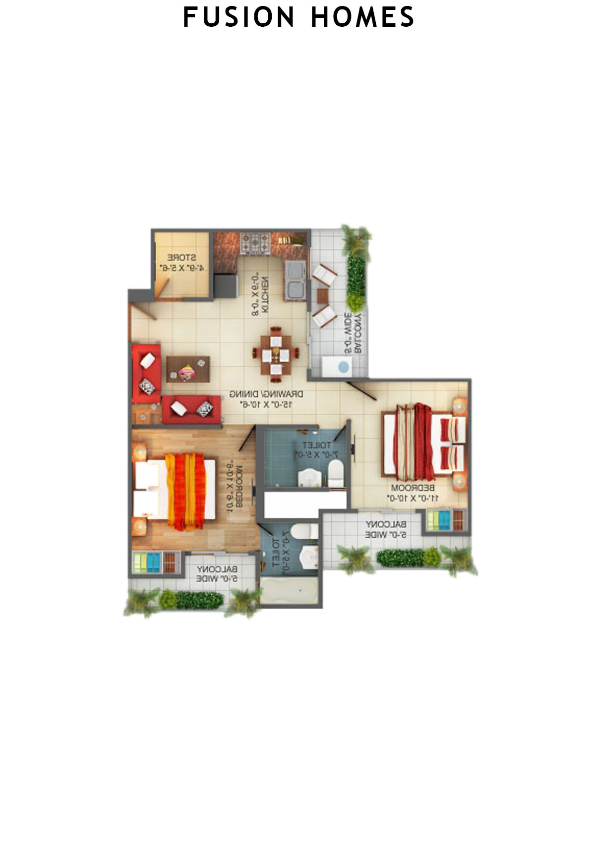 Fusion Homes Tower C Unit 4 (Type 1A) Floor Plan