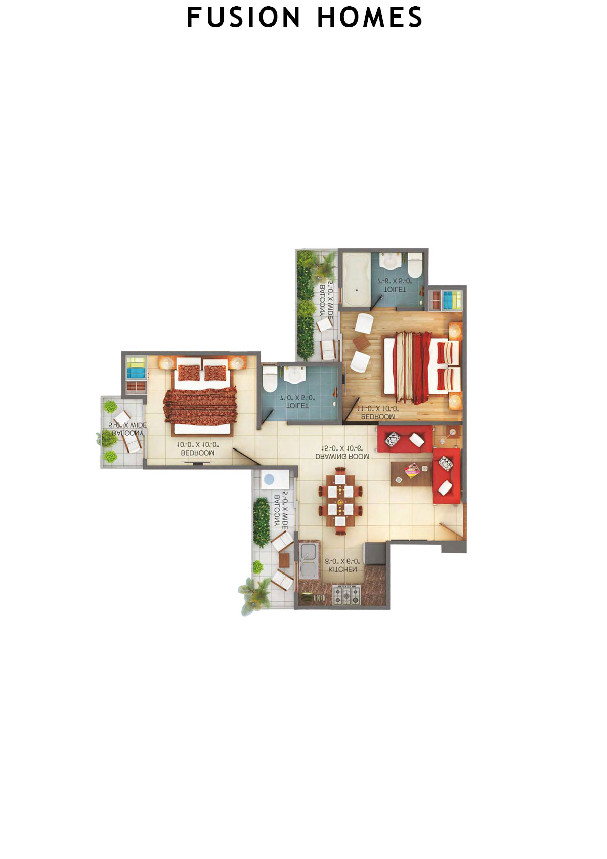 Fusion Homes Tower C Unit 6 (Type 8) Floor Plan