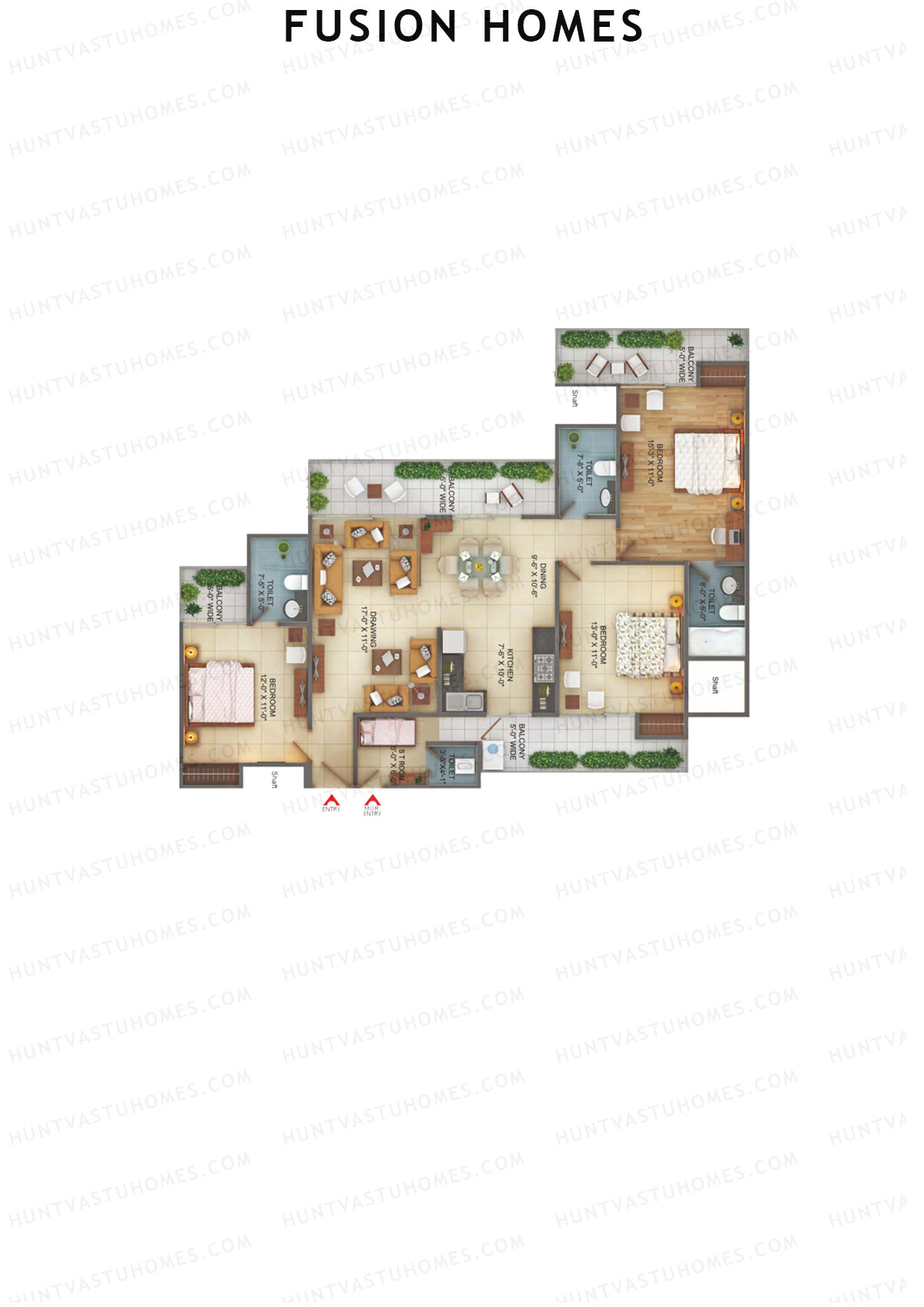 Fusion Homes Tower D Unit 2 (Type 5) Floor Plan