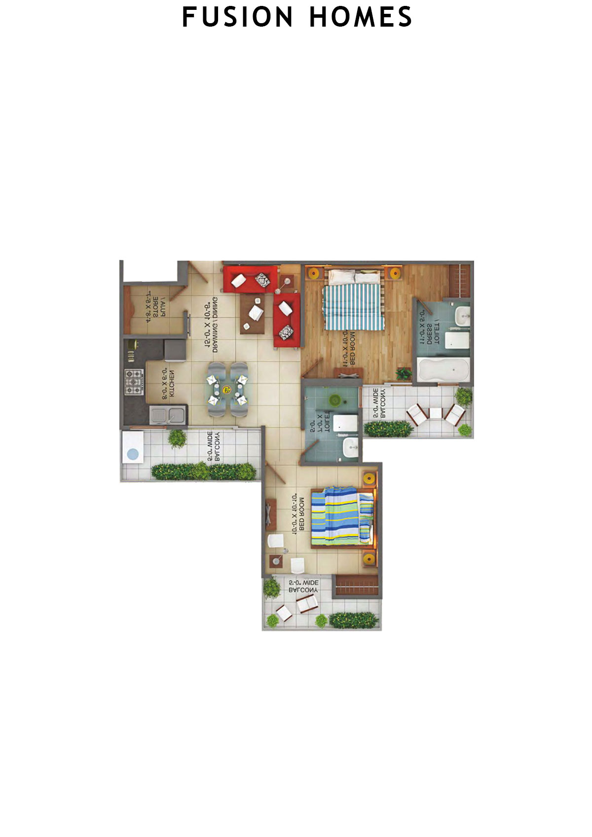 Fusion Homes Tower D Unit 3 (Type 1) Floor Plan