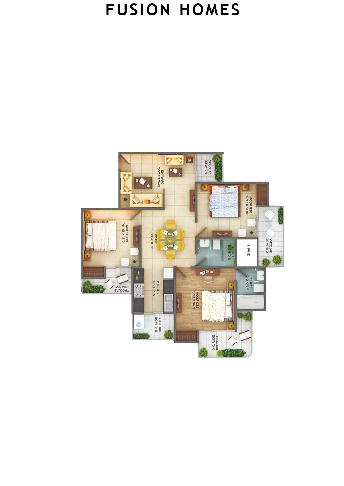 Fusion Homes Tower E Unit 1 (Type 3) Floor Plan