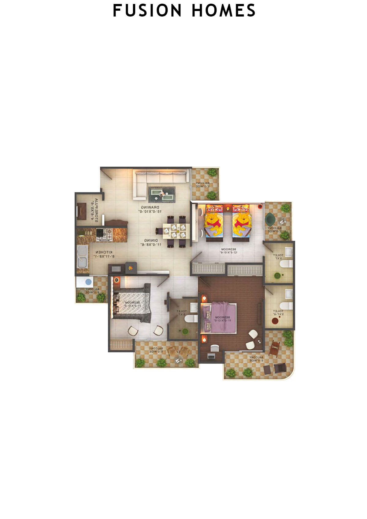 Fusion Homes Tower E Unit 8 (Type 4) Floor Plan
